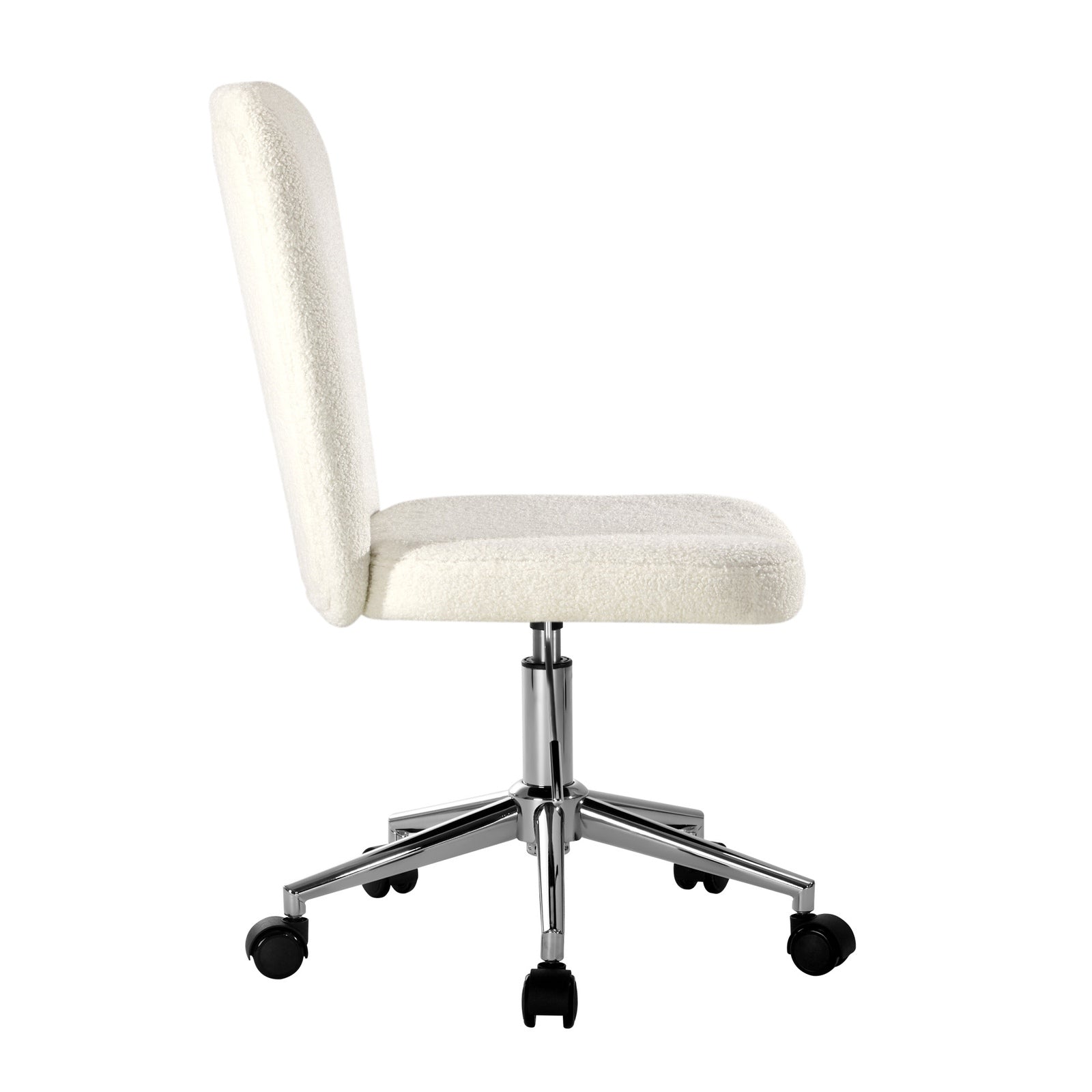 Oikiture High Back Armless Home Office Chair Boucle White&Silver - Sunyee