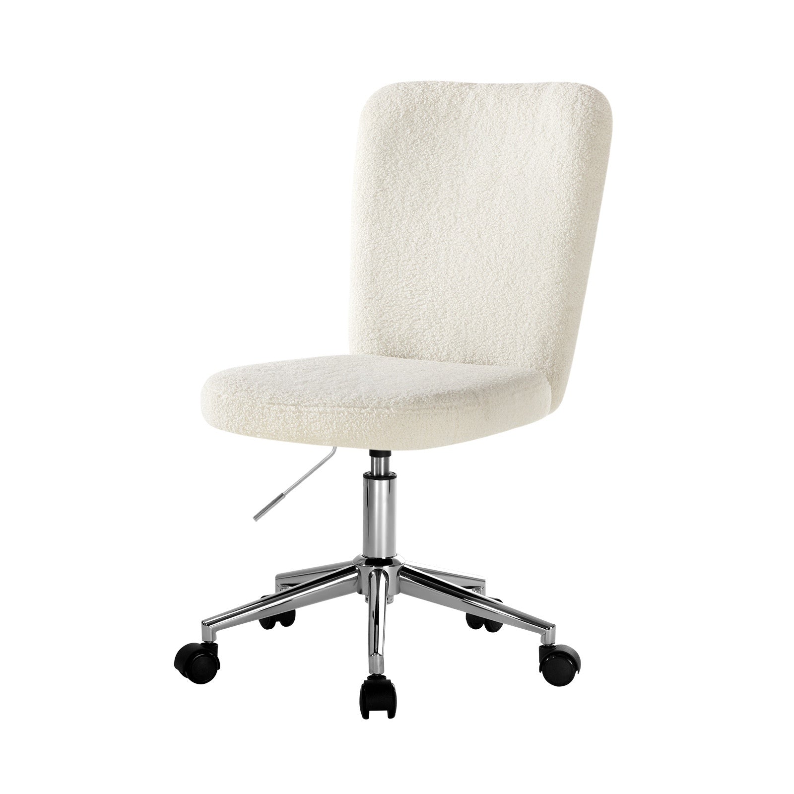 Oikiture High Back Armless Home Office Chair Boucle White&Silver - Sunyee