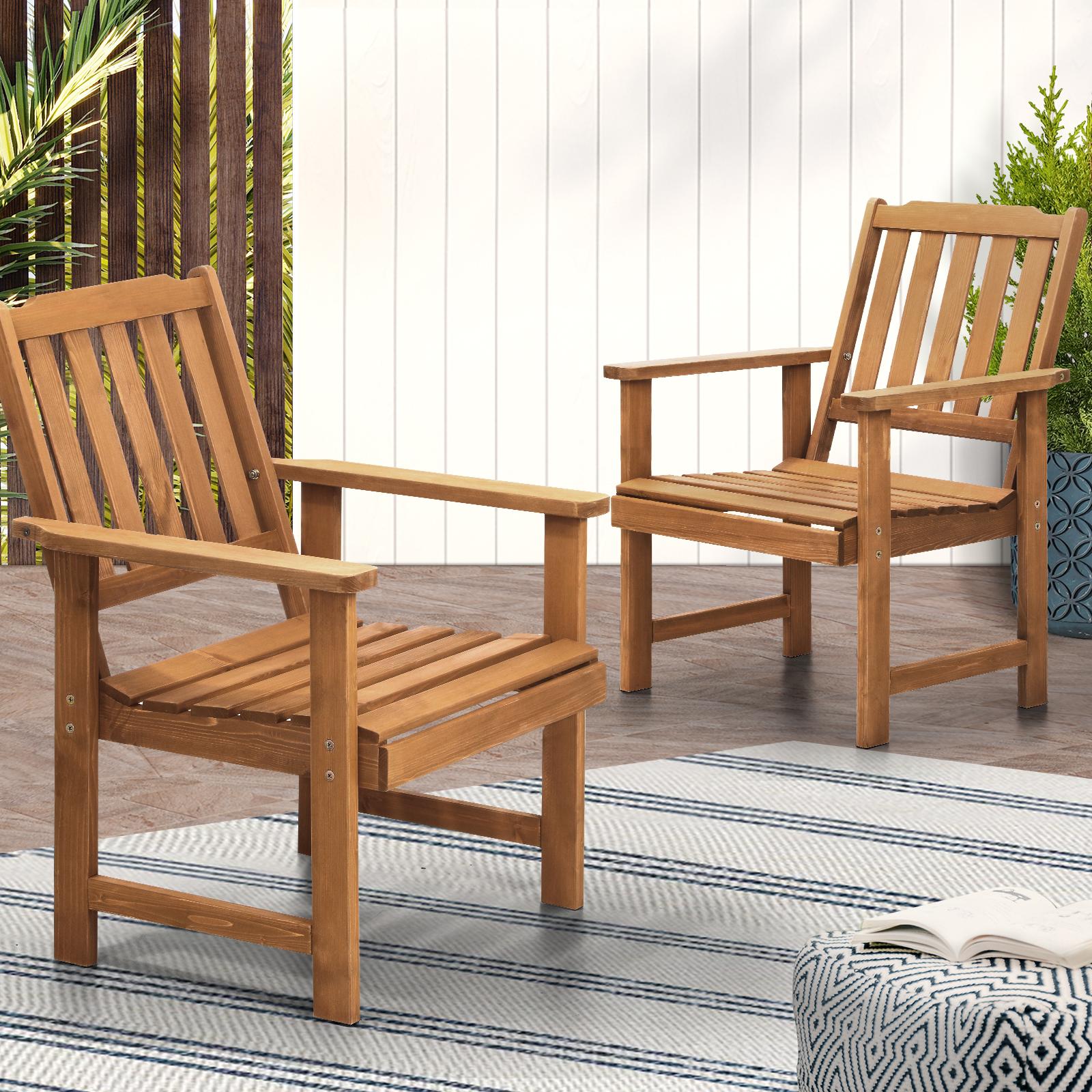 Livsip Outdoor Armchair Wooden Patio Furniture Set of 2 Chairs Set Garden Seat - Sunyee