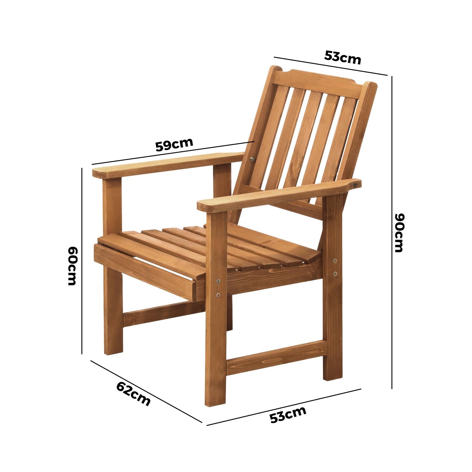 Livsip Outdoor Armchair Wooden Patio Furniture Set of 2 Chairs Set Garden Seat - Sunyee