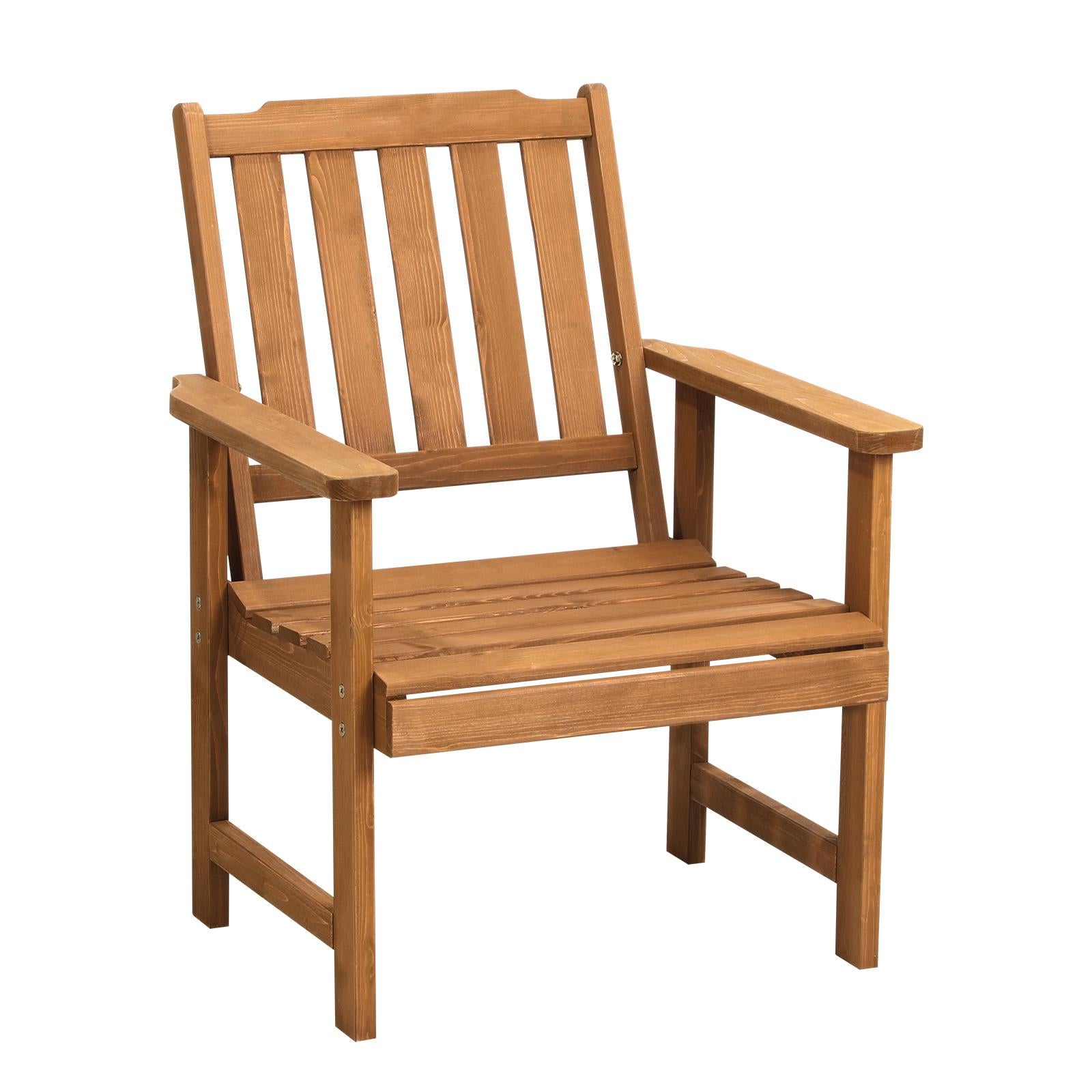 Livsip Outdoor Armchair Wooden Patio Furniture Chairs Garden Seat Brown - Sunyee