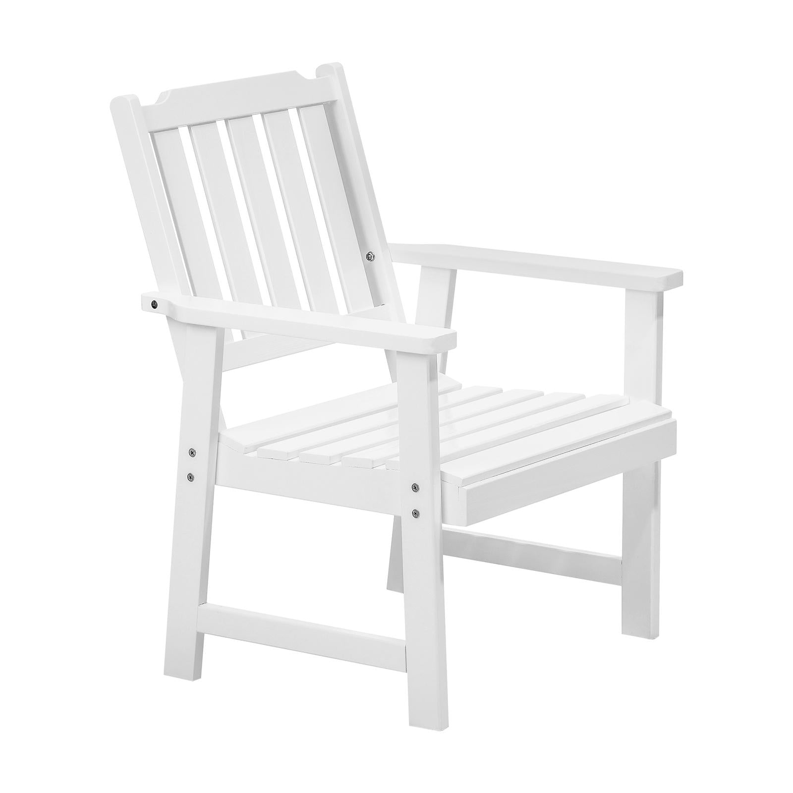 Livsip Outdoor Armchair Wooden Patio Furniture Chairs Garden Seat White - Sunyee