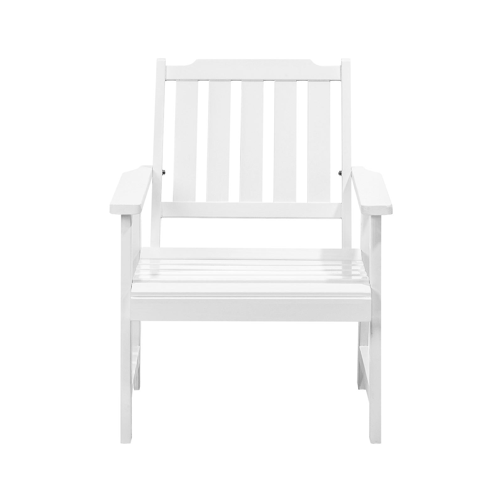 Livsip Outdoor Armchair Wooden Patio Furniture Chairs Garden Seat White - Sunyee