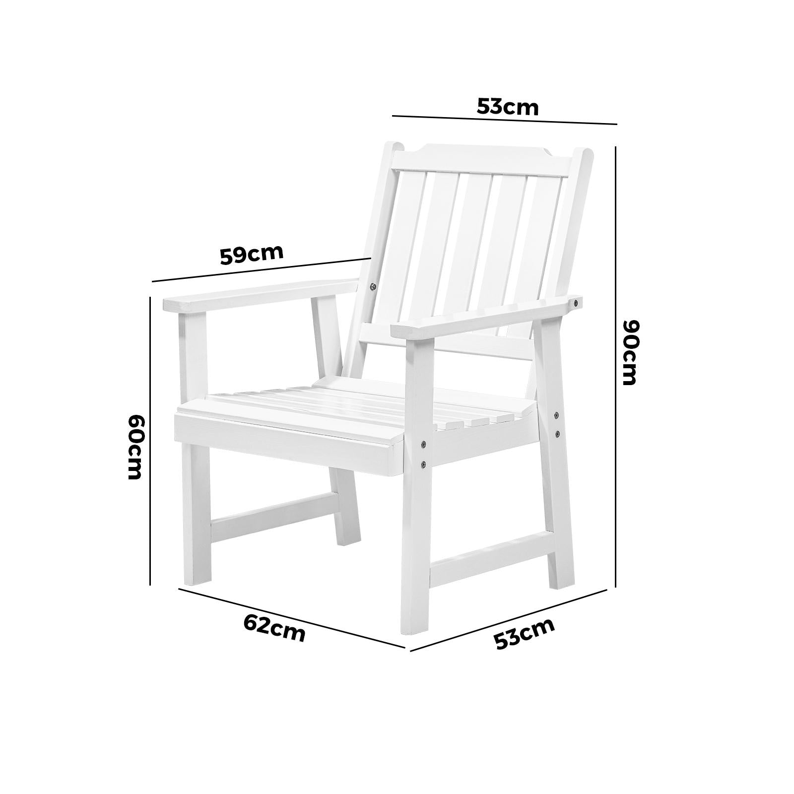 Livsip Outdoor Armchair Wooden Patio Furniture Chairs Garden Seat White - Sunyee