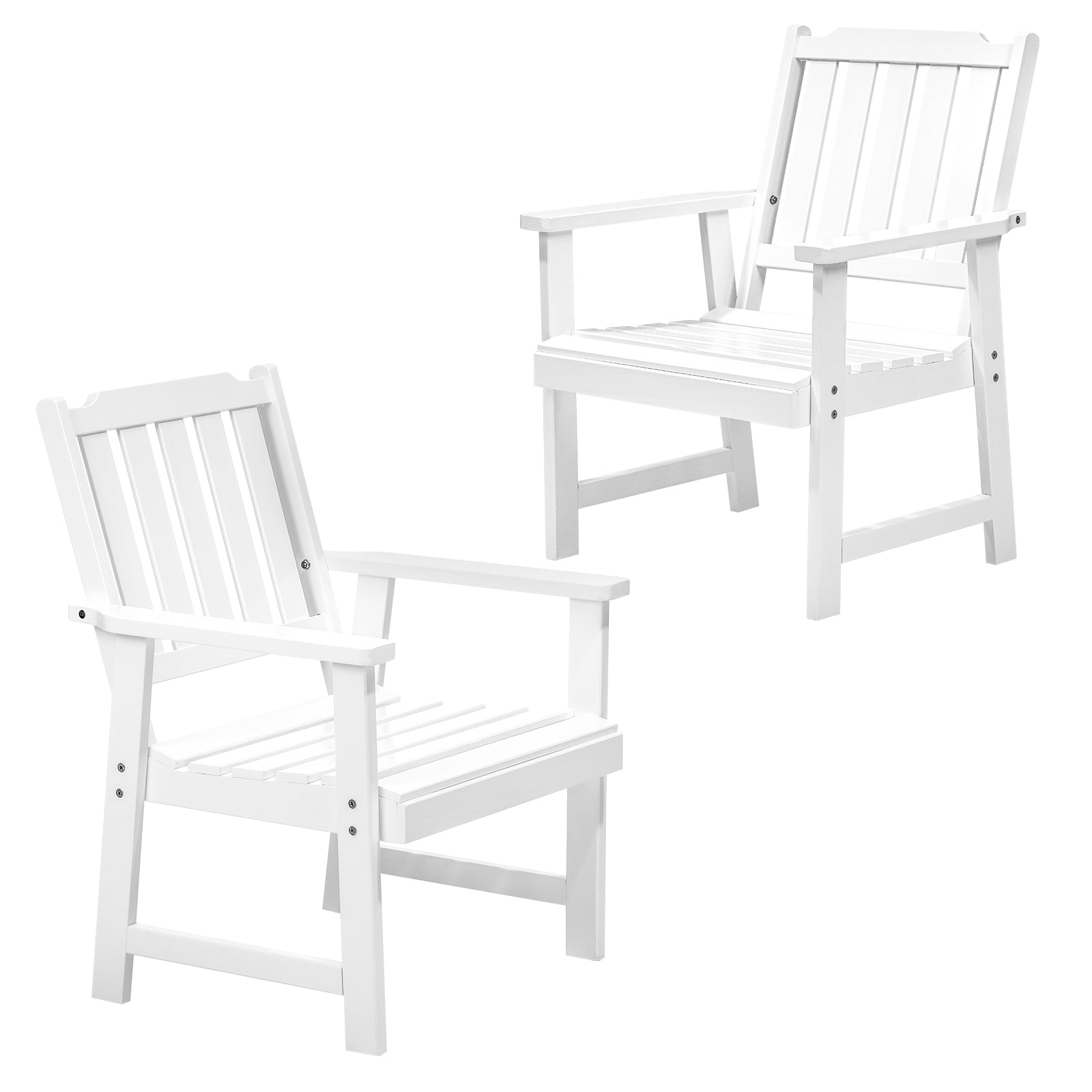 Livsip Outdoor Armchair Wooden Patio Furniture 2PCS Chairs Set Garden Seat White - Sunyee