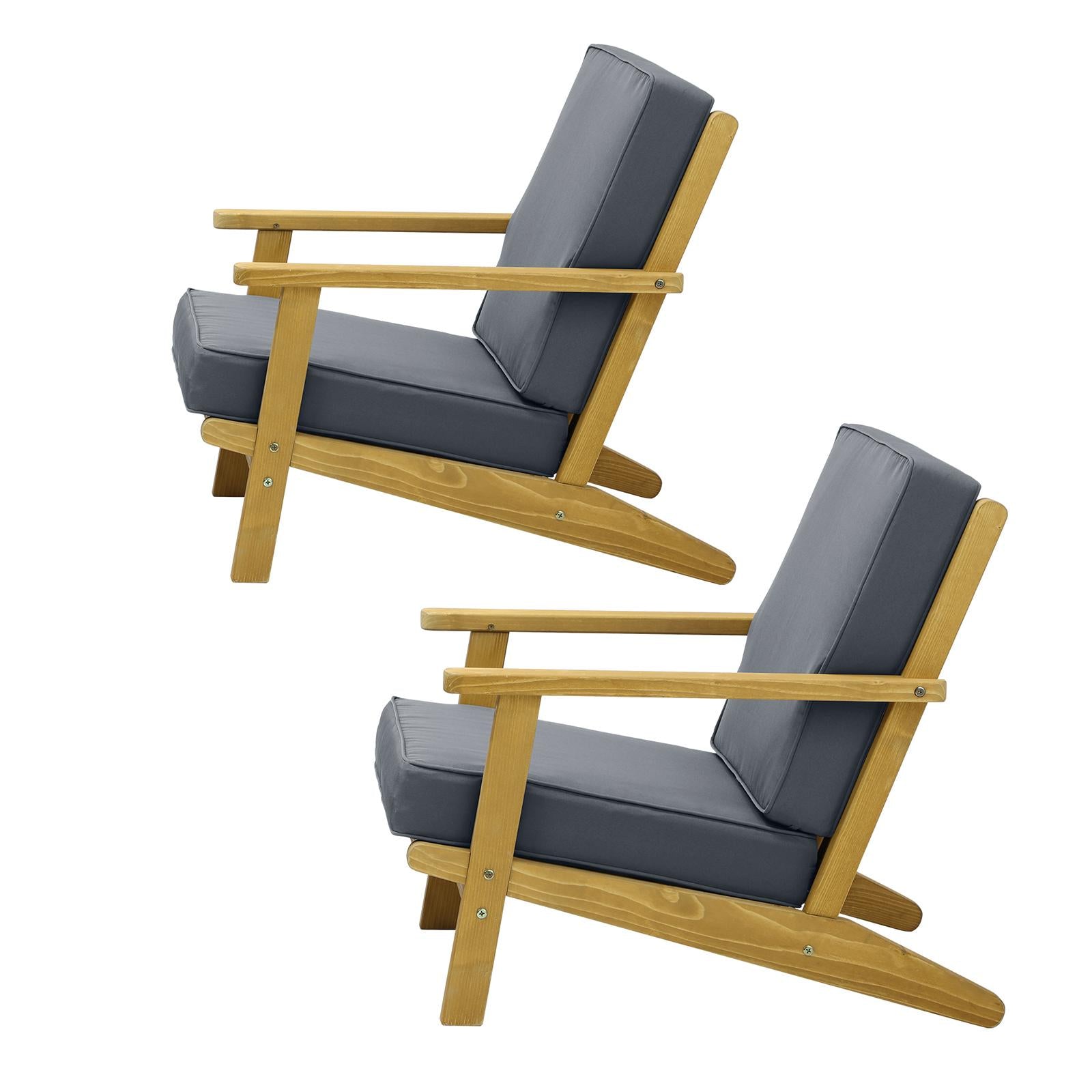 Livsip 2x Outdoor Armchair Furniture Sun Lounge Wooden Chairs Patio Garden Sofa - Sunyee