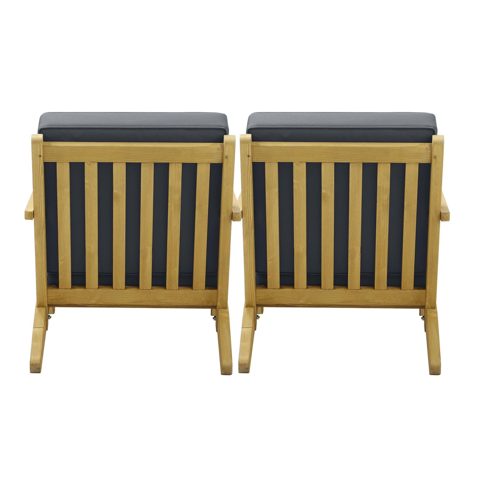 Livsip 2x Outdoor Armchair Furniture Sun Lounge Wooden Chairs Patio Garden Sofa - Sunyee