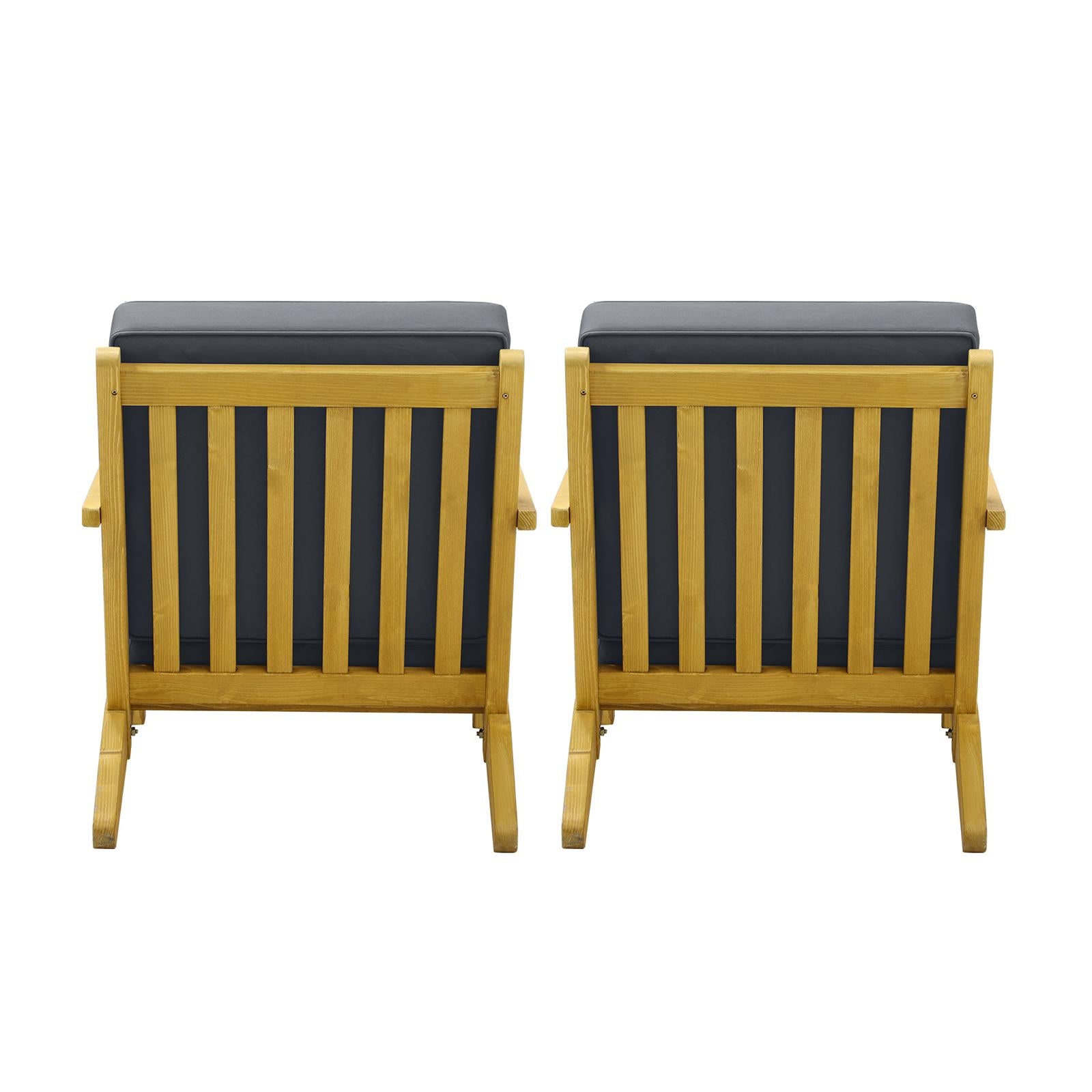 Livsip 2PCS Outdoor Armchair Furniture Sun Lounge Wooden Garden Sofa Foot Stool - Sunyee