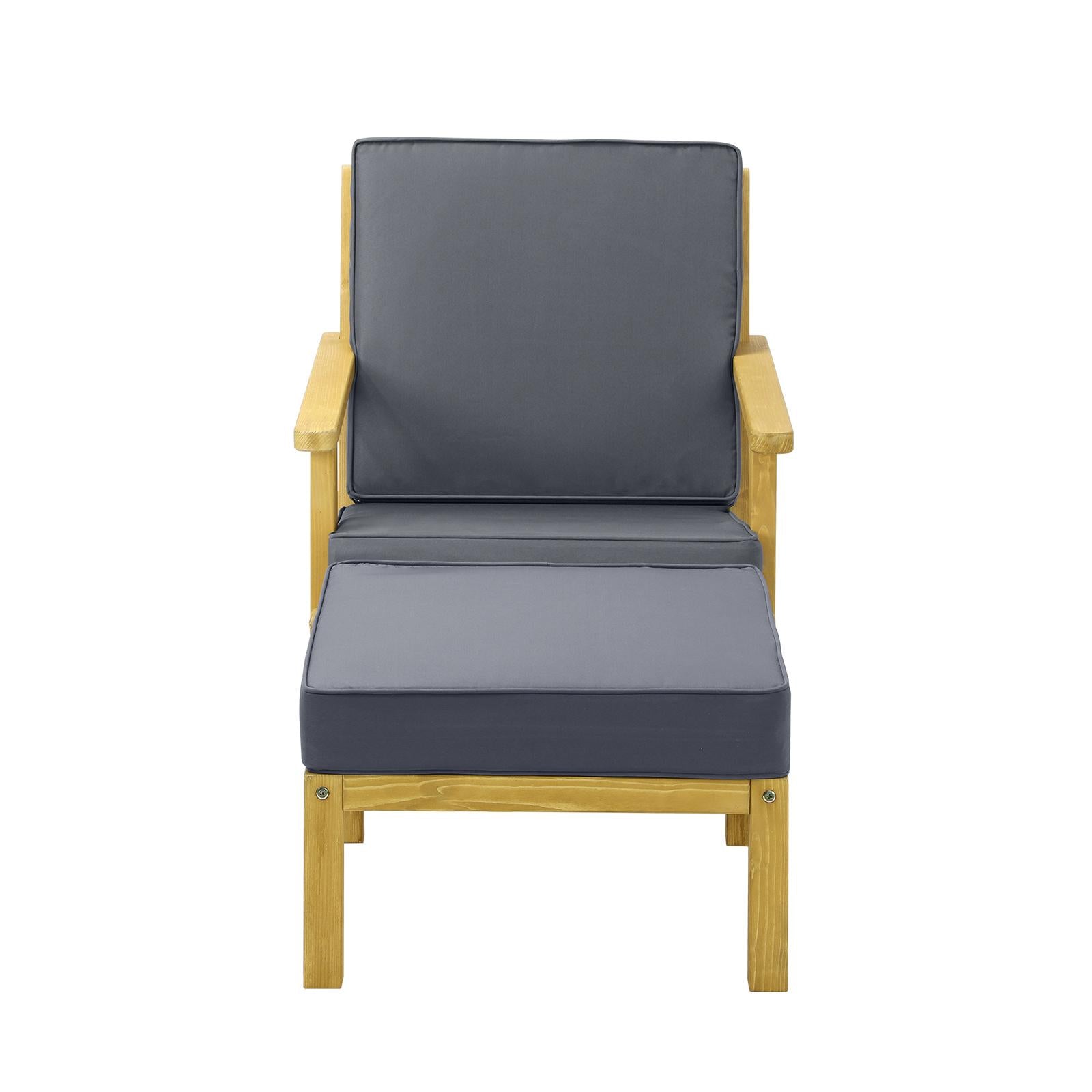 Livsip Outdoor Armchair Furniture Sun Lounge Wood Chair Garden Sofa Foot Stool - Sunyee