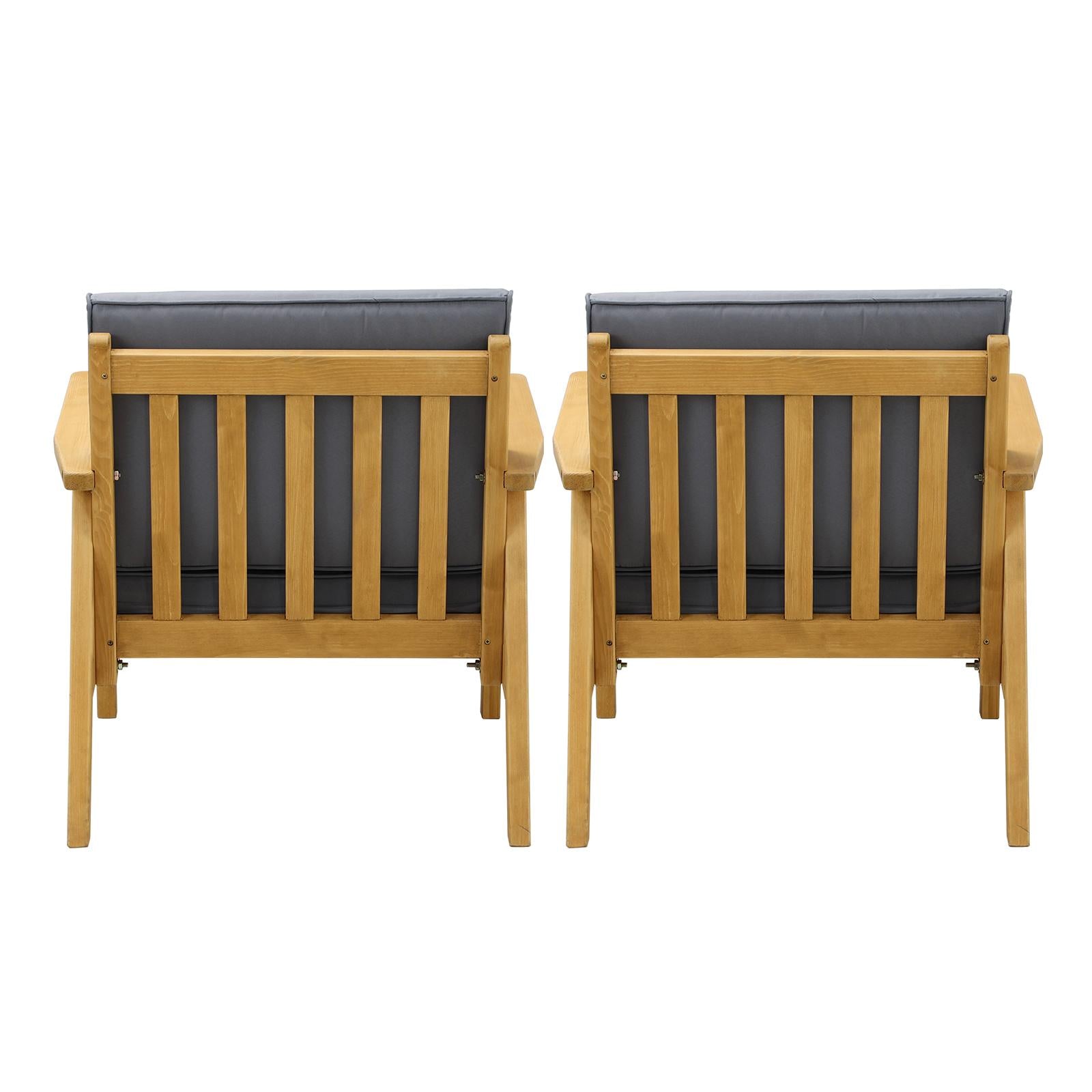 Livsip 2PCS Outdoor Armchair Furniture Lounge Wooden Chair Patio Garden Sofa Set - Sunyee