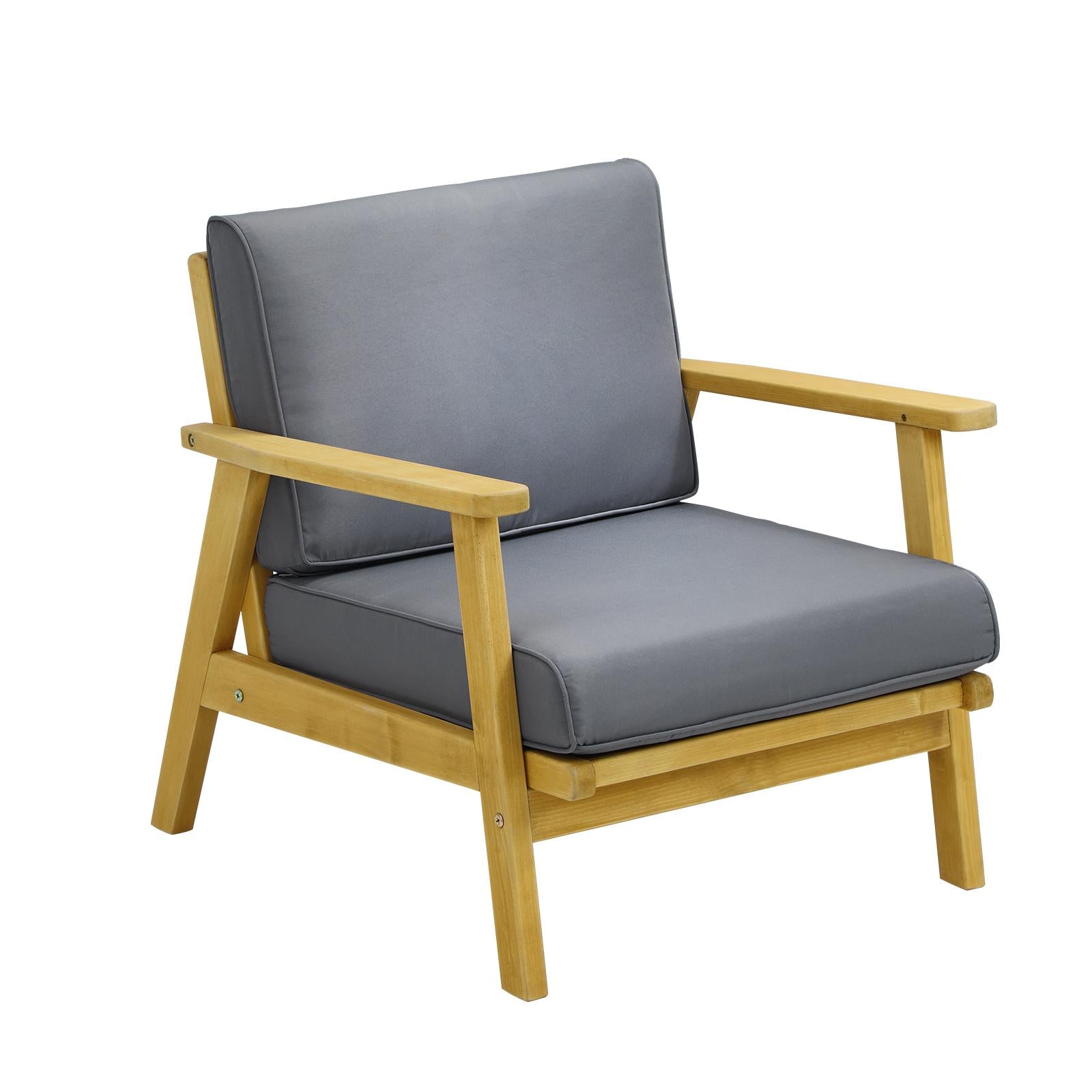 Livsip Outdoor Armchair Furniture Lounge Wooden Chair Patio Garden Sofa Set - Sunyee