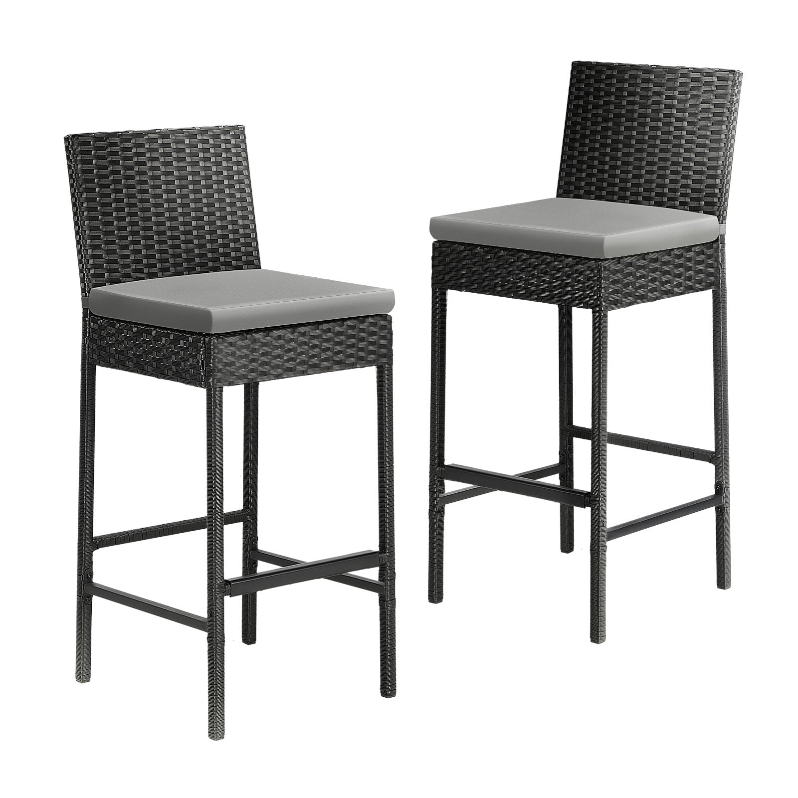 Livsip Outdoor Rattan Bar Stools Patio Dinning Chairs Cafe Garden Furniture 2X - Sunyee
