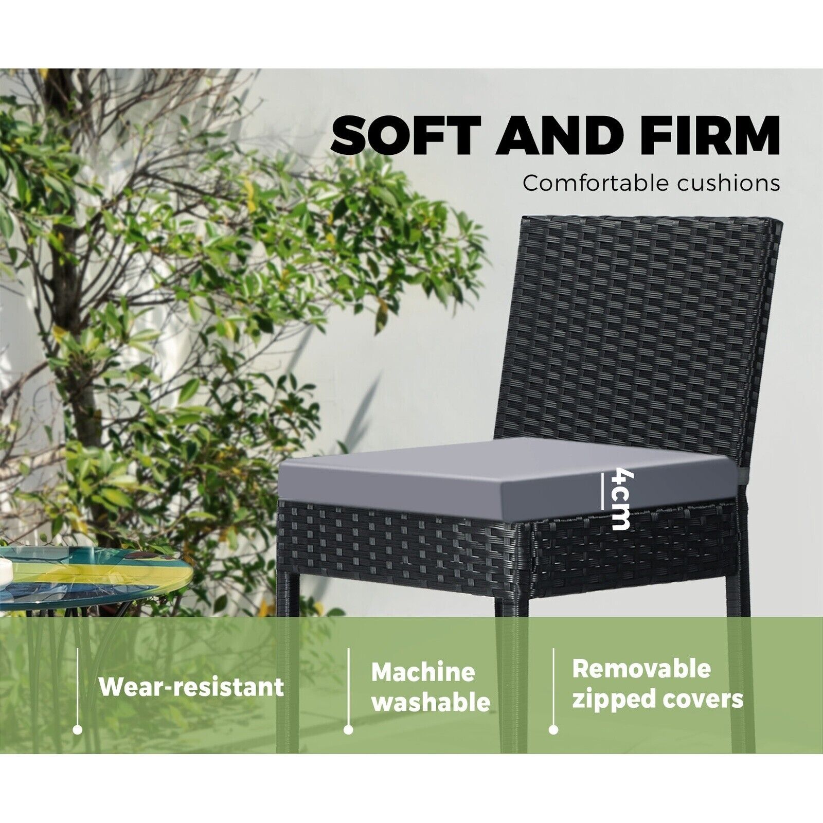 Livsip Garden Bar Stools Rattan Dinning Chairs Cafe Outdoor Patio Chairs 4X - Sunyee