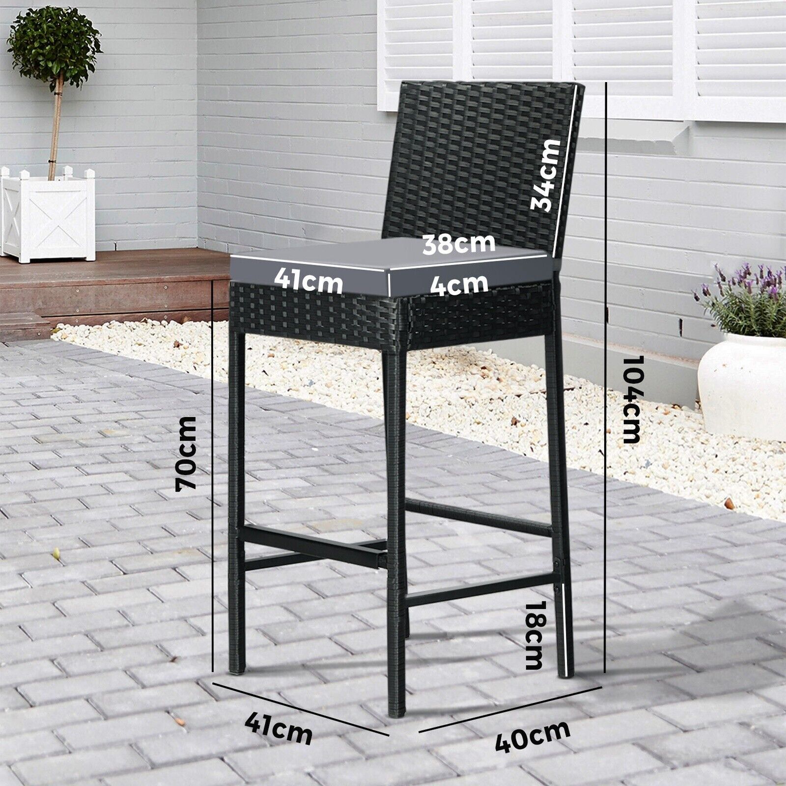 Livsip Garden Bar Stools Rattan Dinning Chairs Cafe Outdoor Patio Chairs 4X - Sunyee