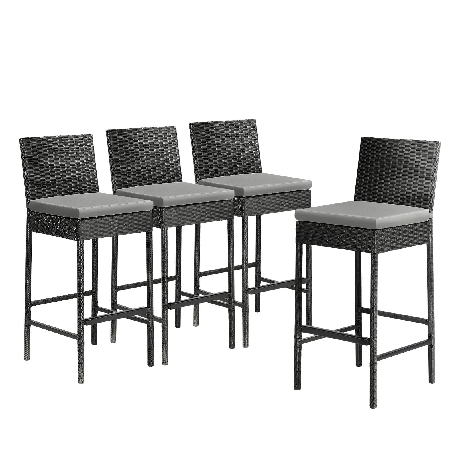 Livsip Garden Bar Stools Rattan Dinning Chairs Cafe Outdoor Patio Chairs 4X - Sunyee