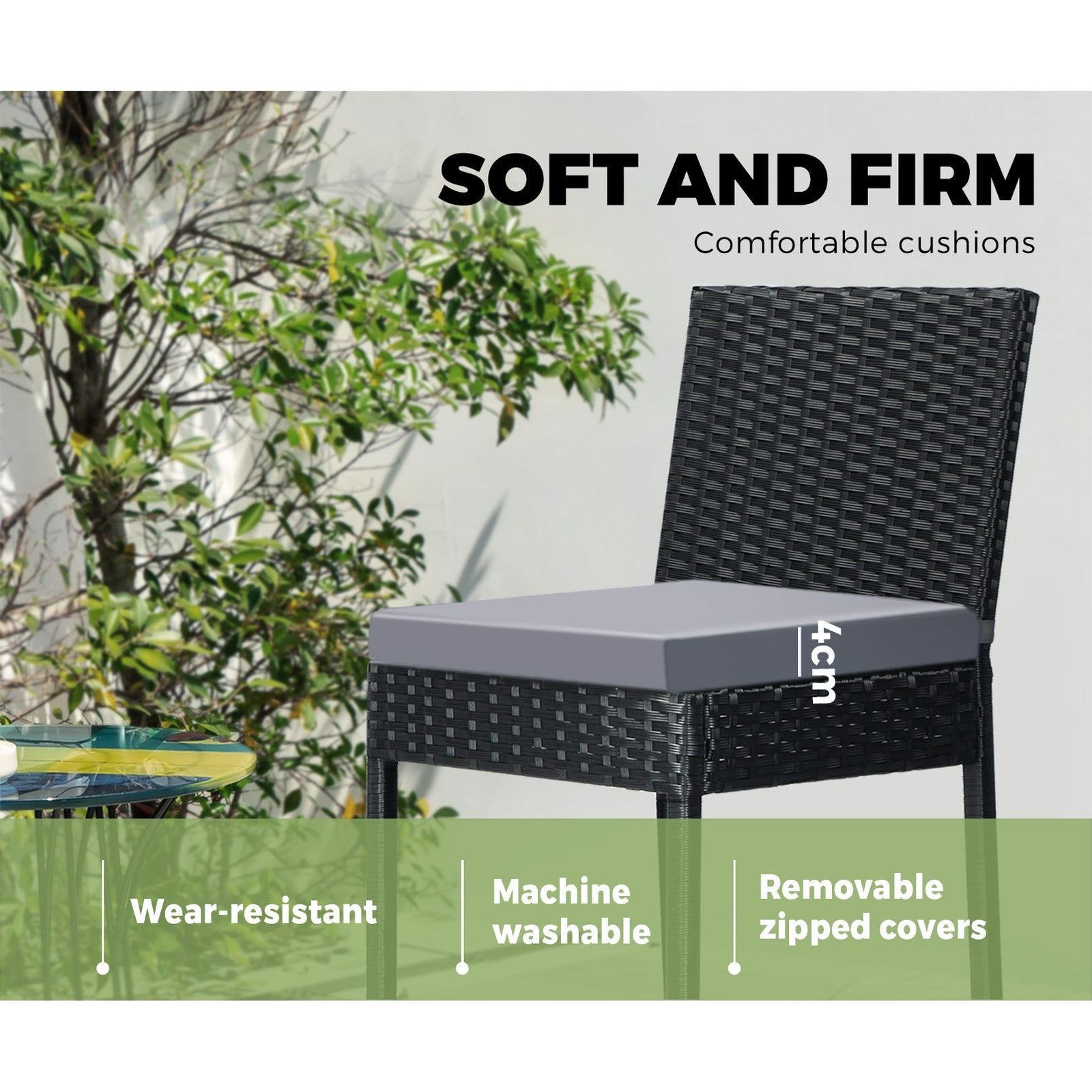 Livsip Outdoor Furniture Bar Table and Chairs Dining Chairs Wicker Patio Set - Sunyee