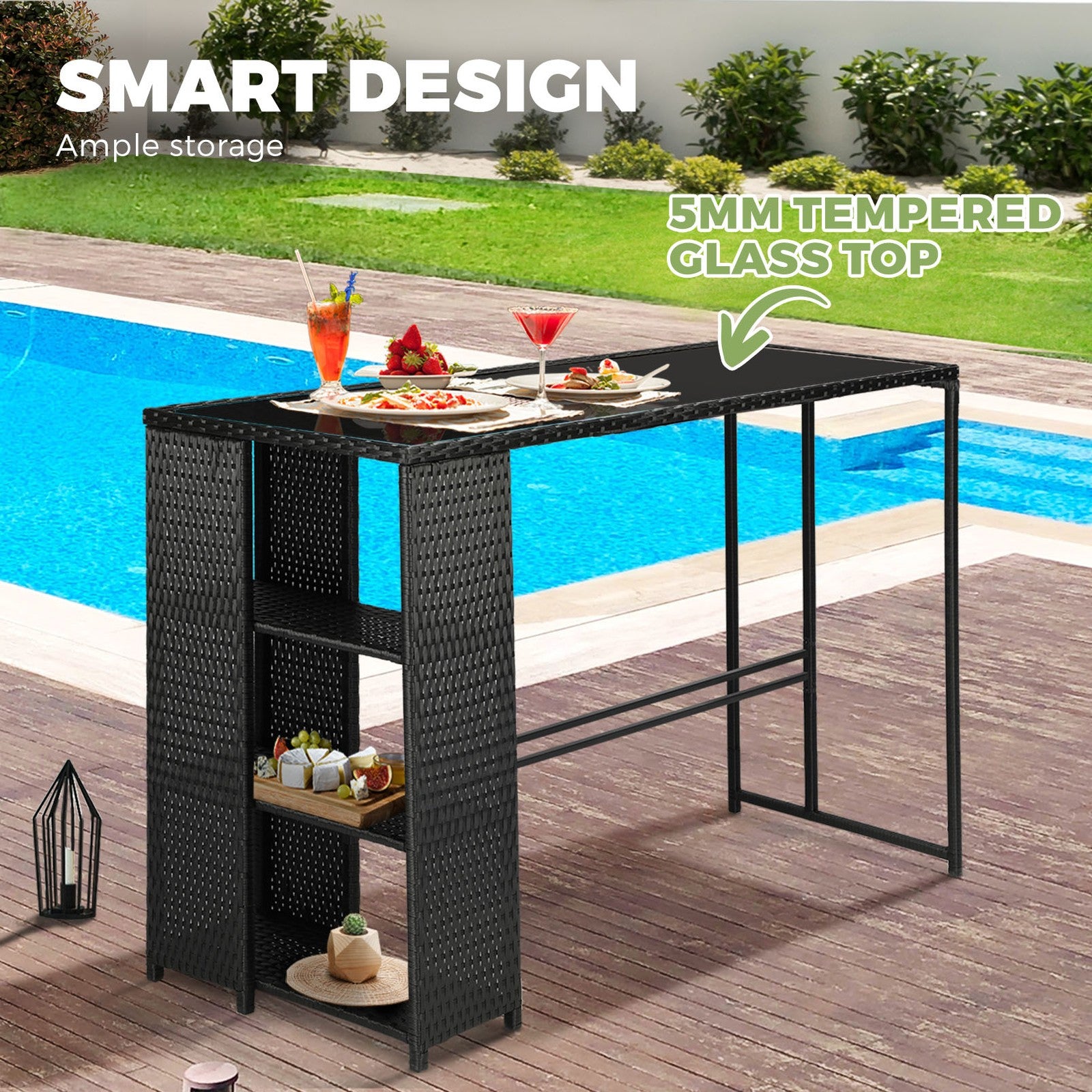 Livsip Outdoor Furniture Bar Table and Chairs Dining Chairs Wicker Patio Set - Sunyee