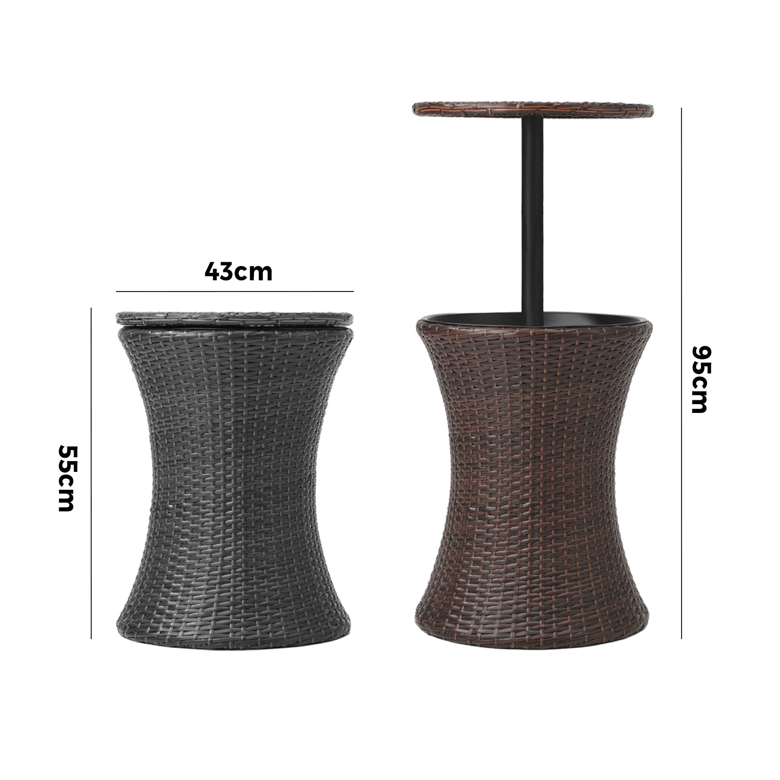 Livsip Rattan Cooler Ice Bucket Table Bar Outdoor Patio Pool Storage Adjustable - Sunyee