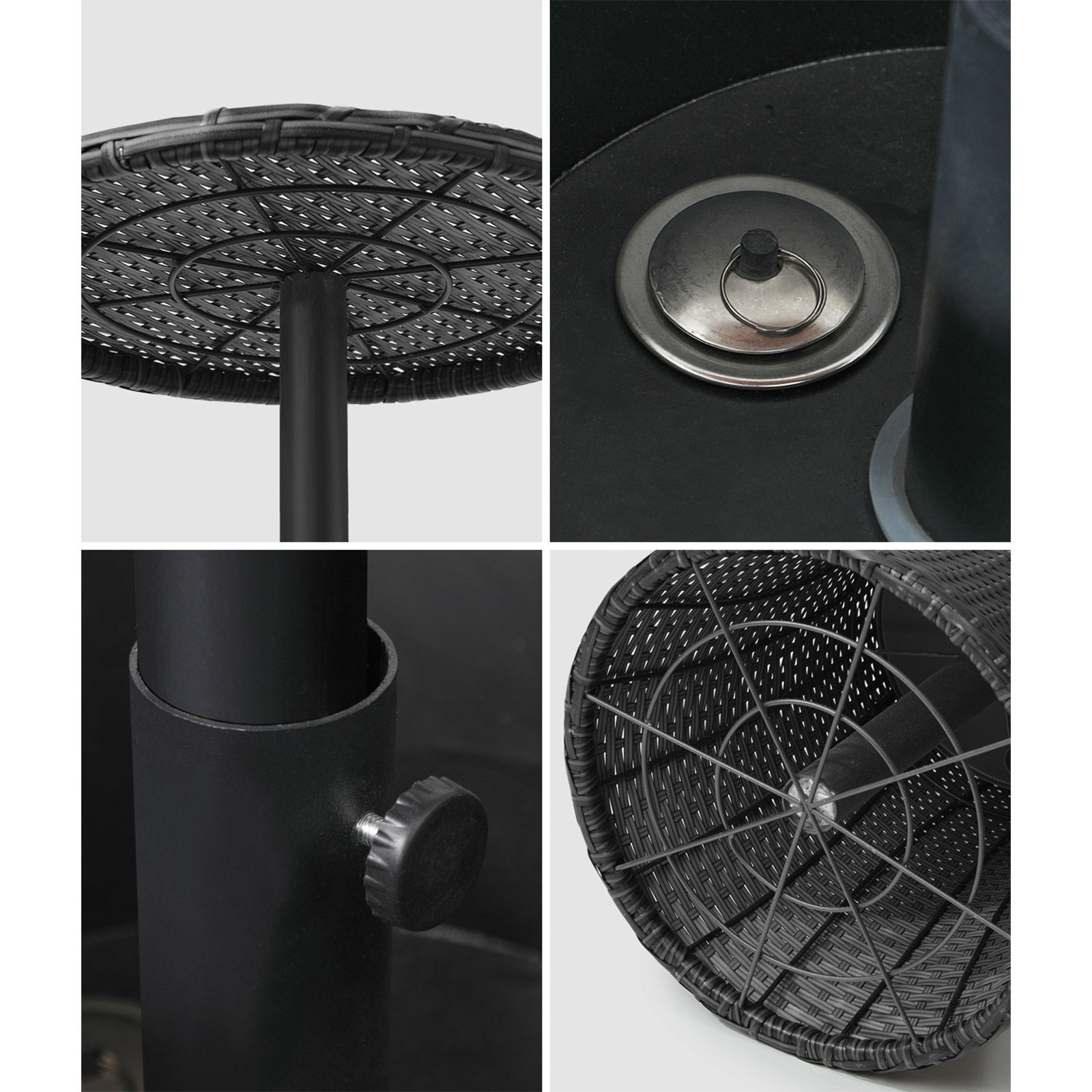 Livsip Rattan Cooler Ice Bucket Table Bar Outdoor Patio Pool Storage Party Black - Sunyee