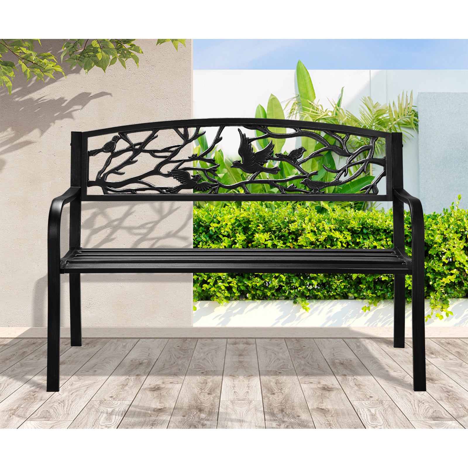 Livsip Garden Bench Backyard Chair Patio Seat Outdoor Furniture Bird Pattern - Sunyee