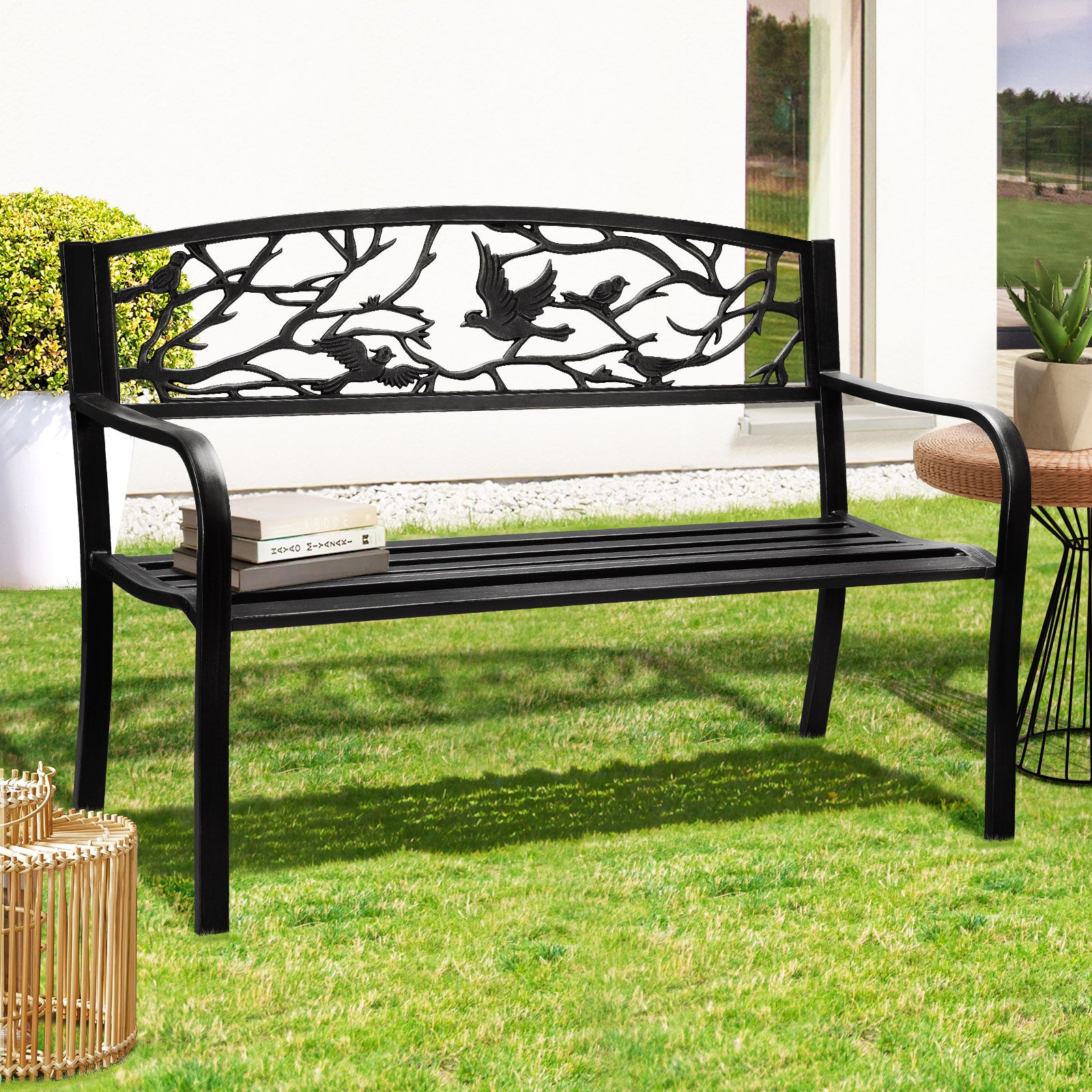 Livsip Garden Bench Backyard Chair Patio Seat Outdoor Furniture Bird Pattern - Sunyee