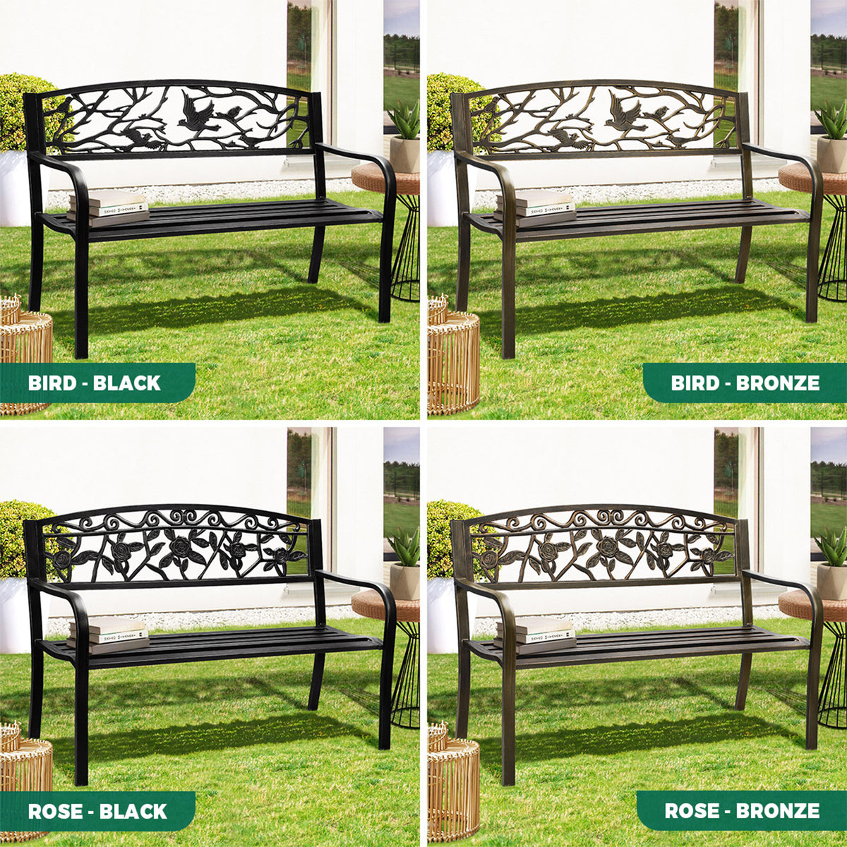 Livsip Garden Bench Park Lounge Patio Chair Backyard 3 Seater Outdoor Furniture