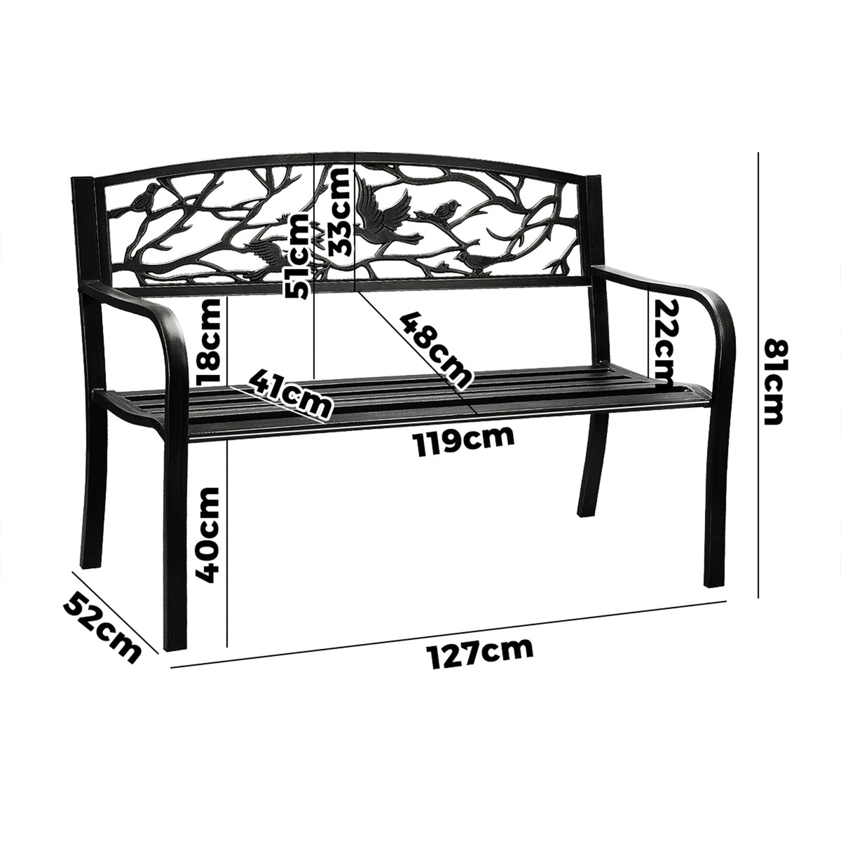 Livsip Garden Bench Park Lounge Patio Chair Backyard 3 Seater Outdoor Furniture