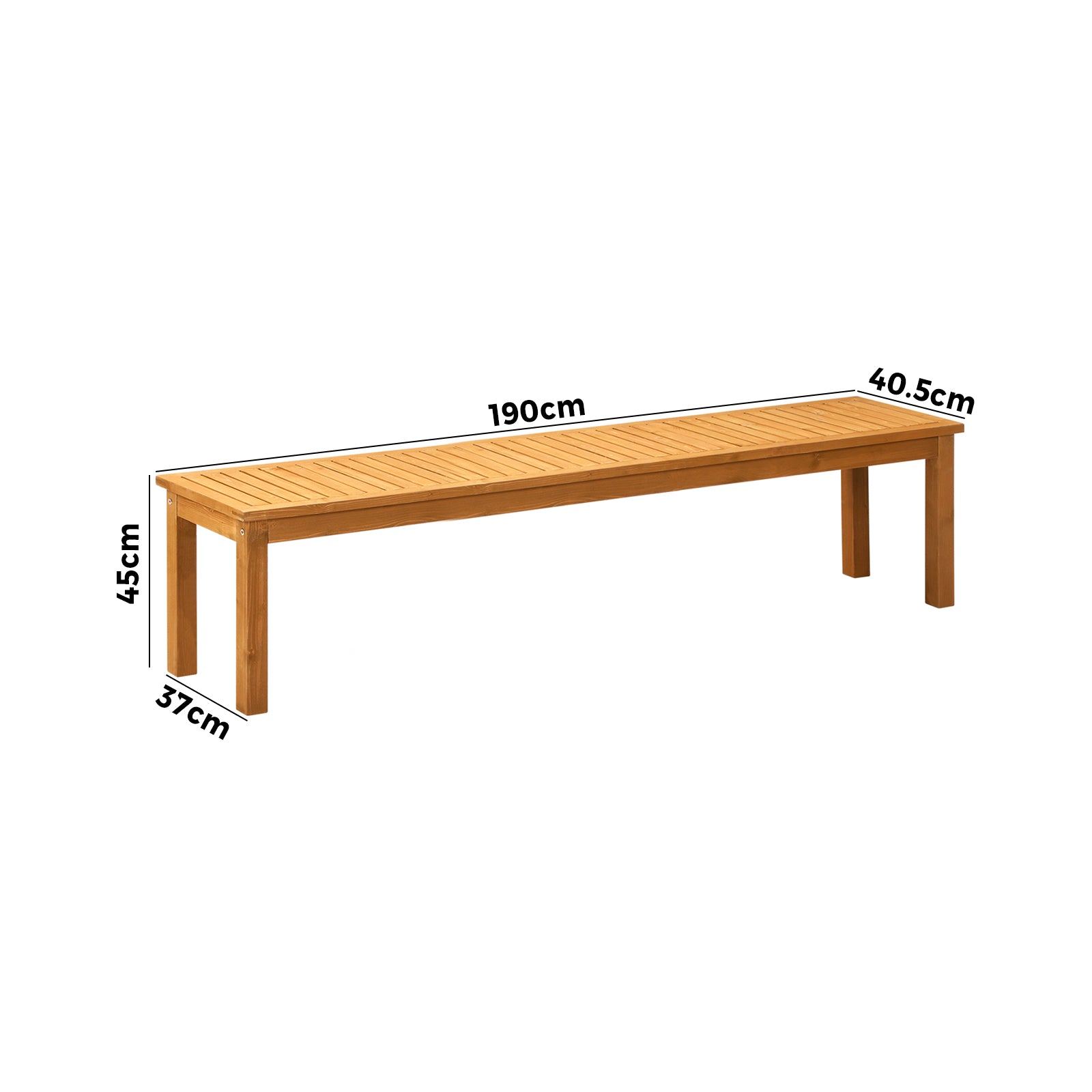 Livsip 190cm Garden Bench Dining Chair Slatted Seat Outdoor Wood Patio 4 Seater - Sunyee