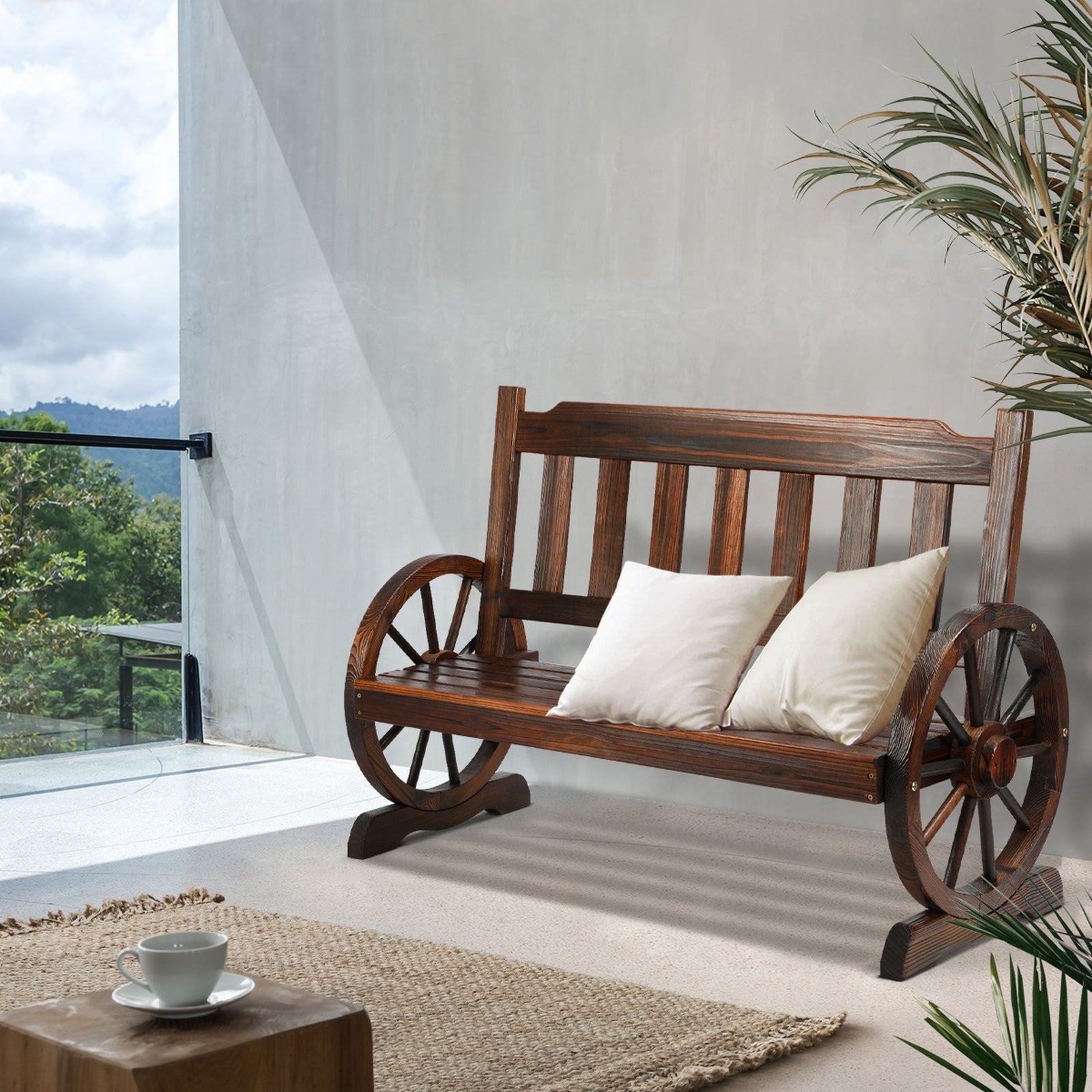 Livsip Garden Bench Wagon Chairs Outdoor Furniture Wheel Chair Backyard Lounge - Sunyee