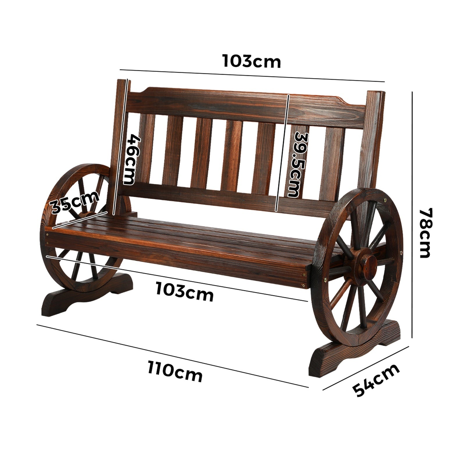 Livsip Garden Bench Wagon Chairs Outdoor Furniture Wheel Chair Backyard Lounge - Sunyee