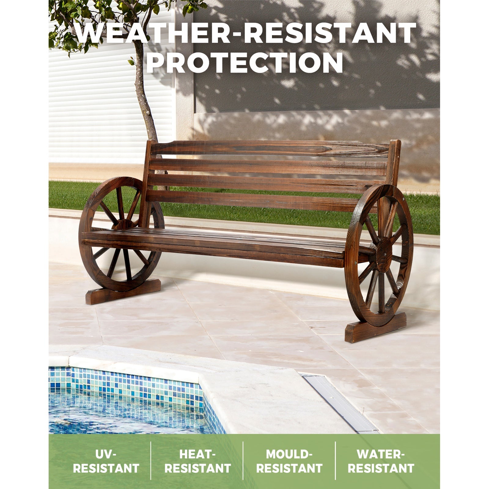 Livsip Garden Bench 3 Seater Outdoor Furniture Wooden Wagon Chair Patio Lounge - Sunyee