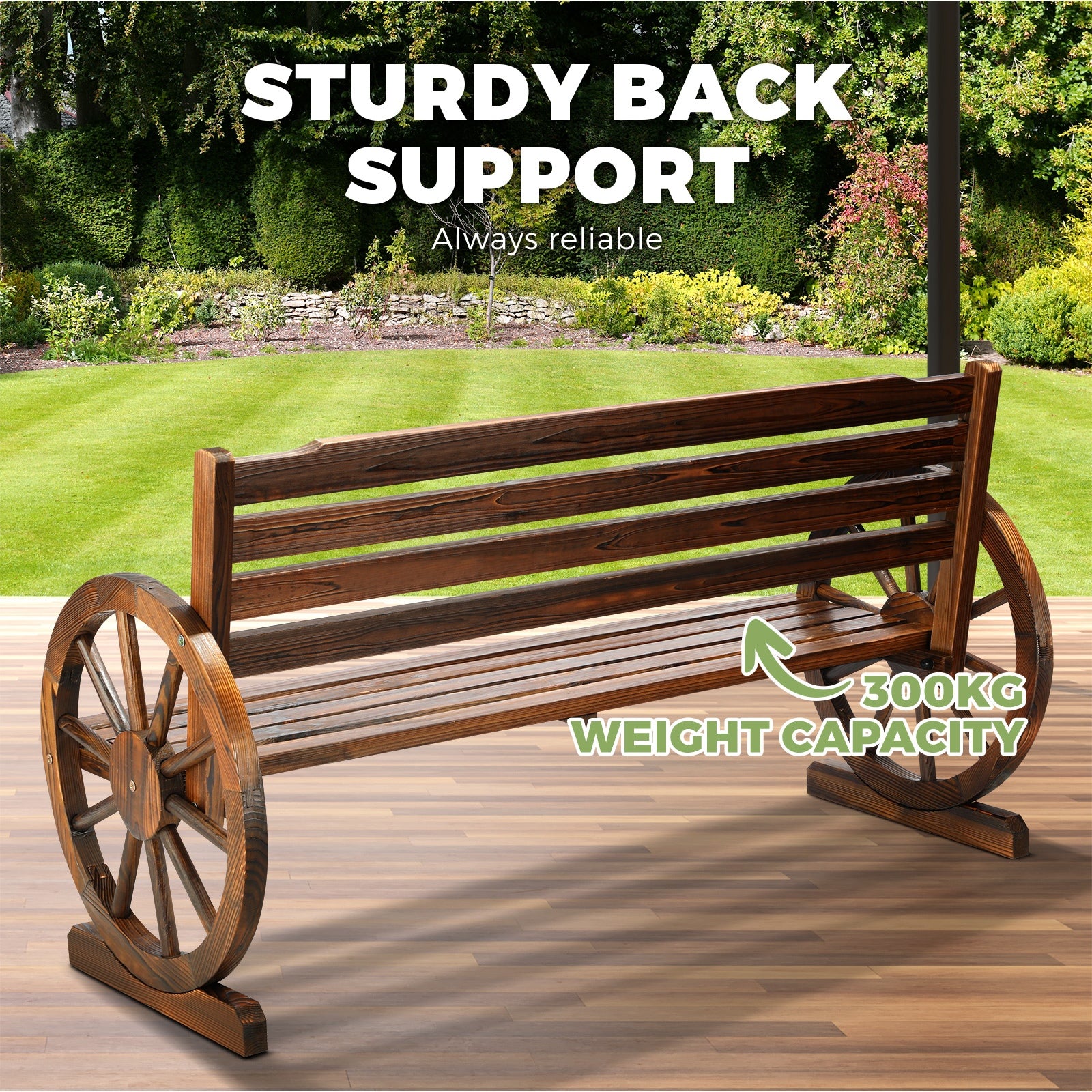 Livsip Garden Bench 3 Seater Outdoor Furniture Wooden Wagon Chair Patio Lounge - Sunyee