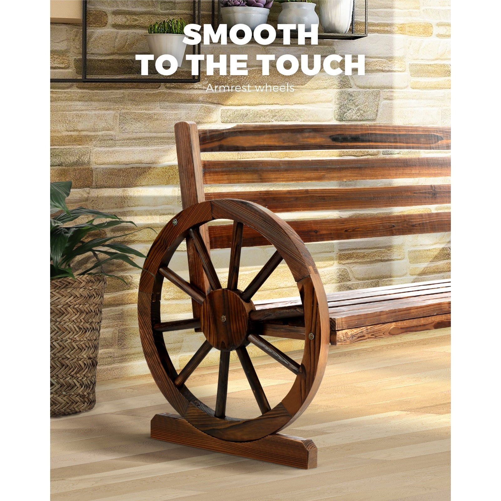 Livsip Garden Bench 3 Seater Outdoor Furniture Wooden Wagon Chair Patio Lounge - Sunyee