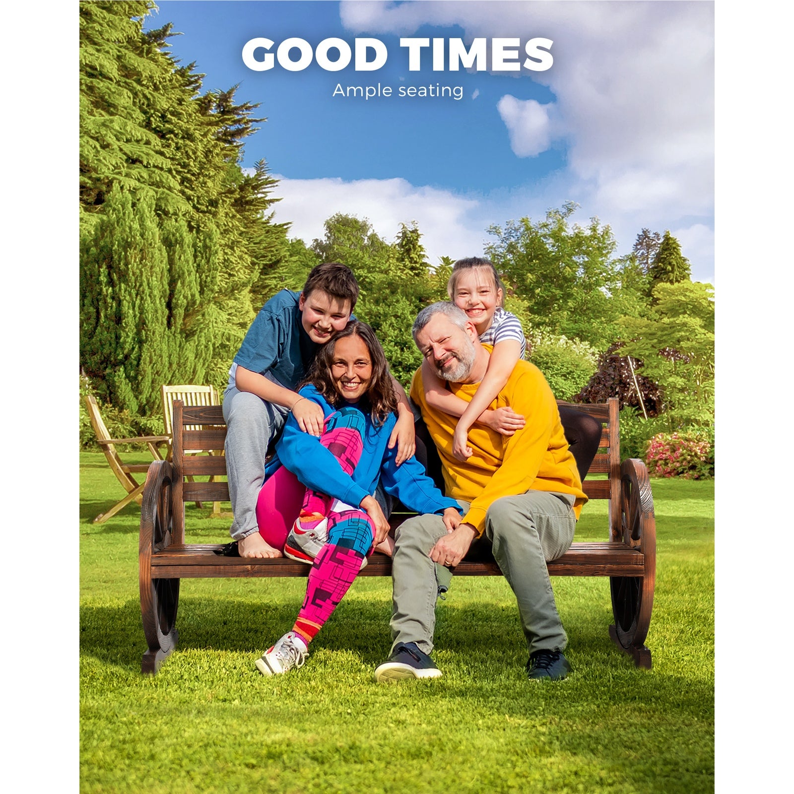 Livsip Garden Bench 3 Seater Outdoor Furniture Wooden Wagon Chair Patio Lounge - Sunyee