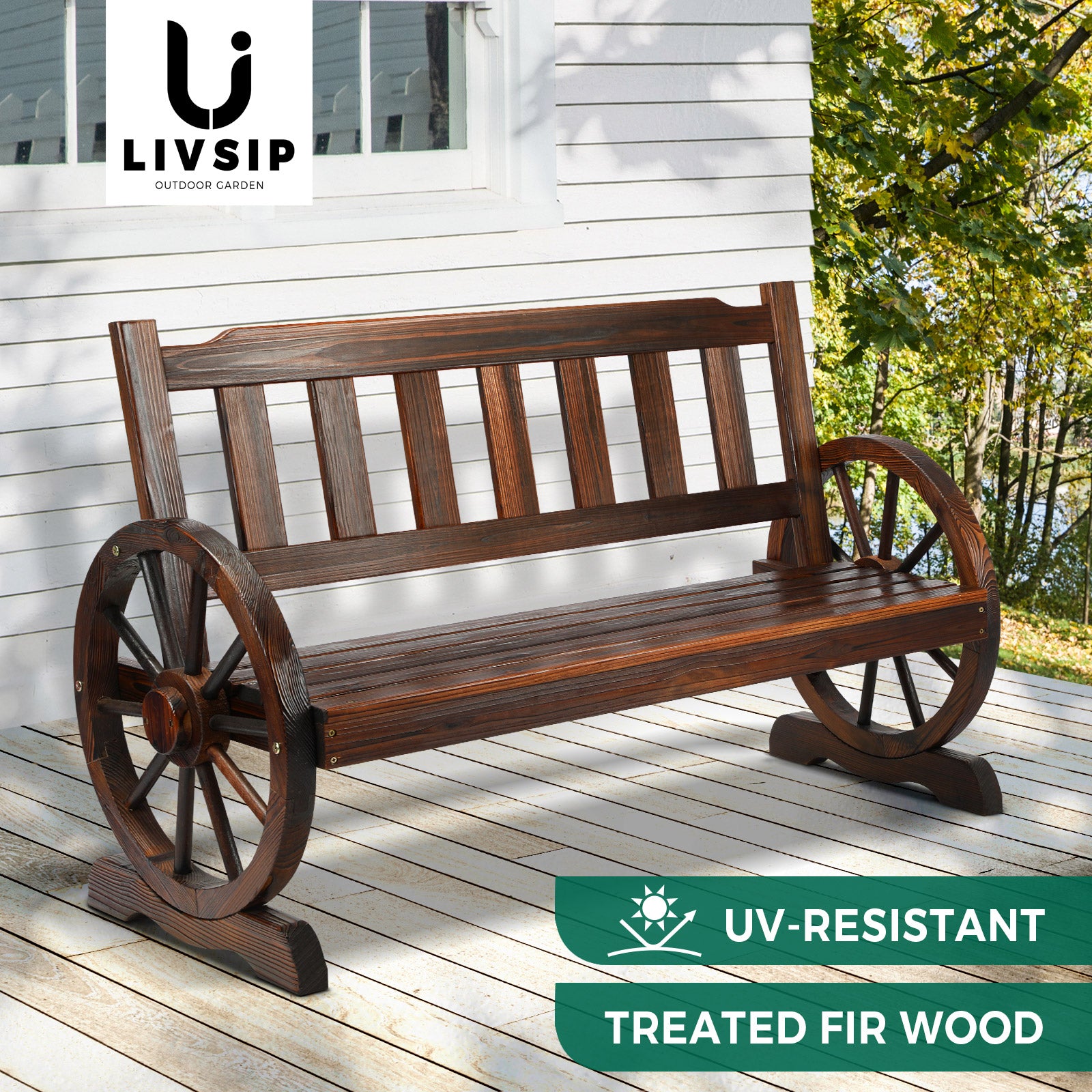 Livsip Garden Bench Wagon Chairs Outdoor Furniture Wheel Chair Backyard Lounge - Sunyee