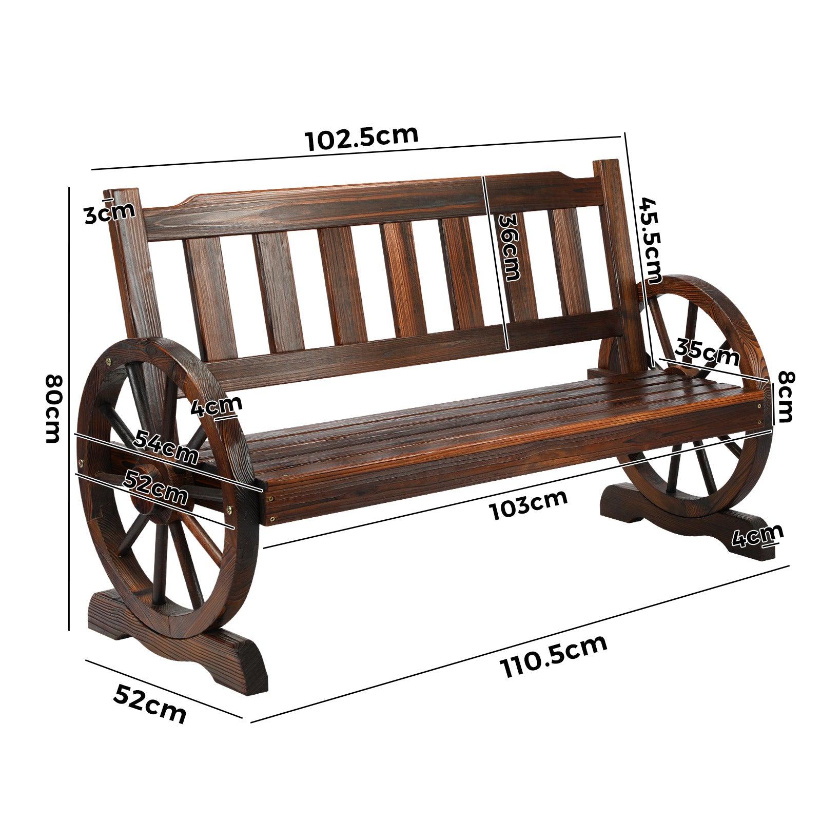 Livsip Garden Bench Wagon Chairs Outdoor Furniture Wheel Chair Backyard Lounge - Sunyee