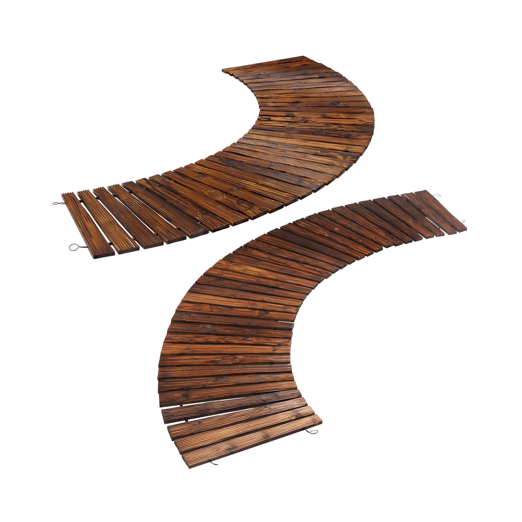 Livsip 2PC Garden Wooden Pathway 8ft Roll-Out Curved Wood Walkway Backyard - Sunyee