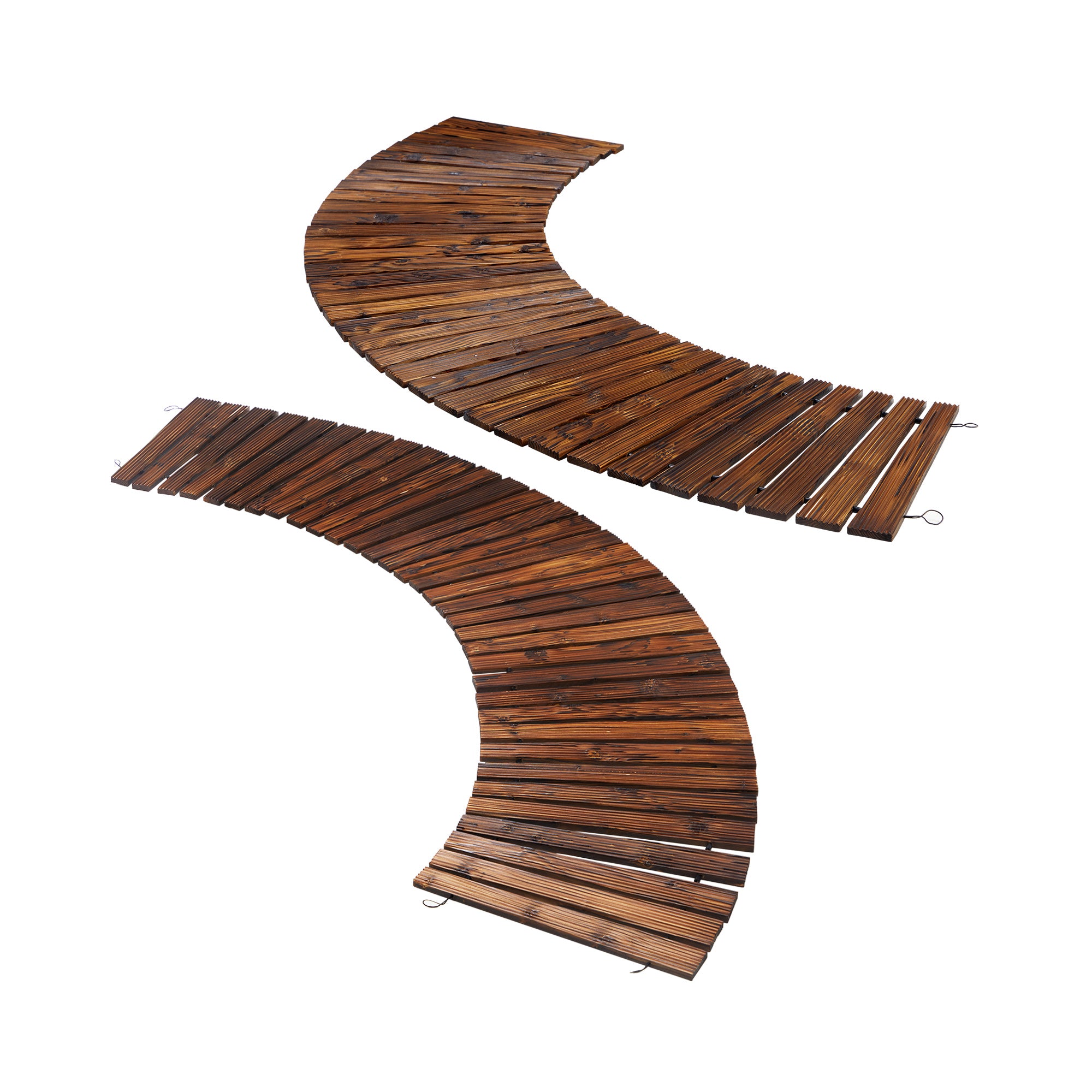 Livsip 2PC Garden Wooden Pathway 8ft Roll-Out Curved Wood Walkway Backyard - Sunyee