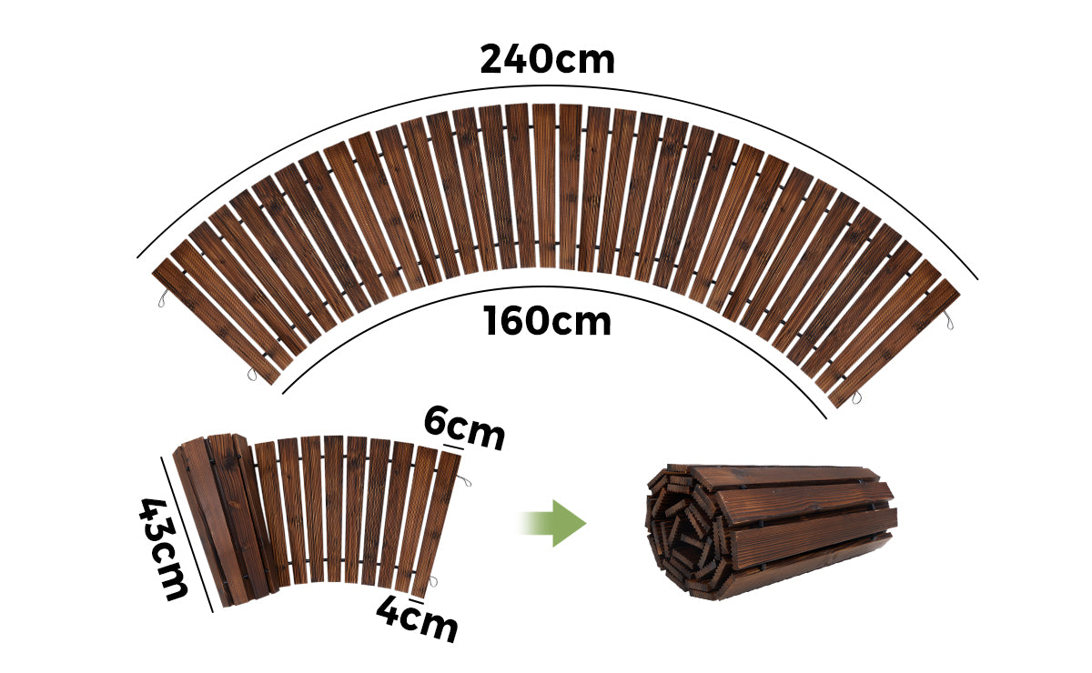 Livsip 2PC Garden Wooden Pathway 8ft Roll-Out Curved Wood Walkway Backyard - Sunyee