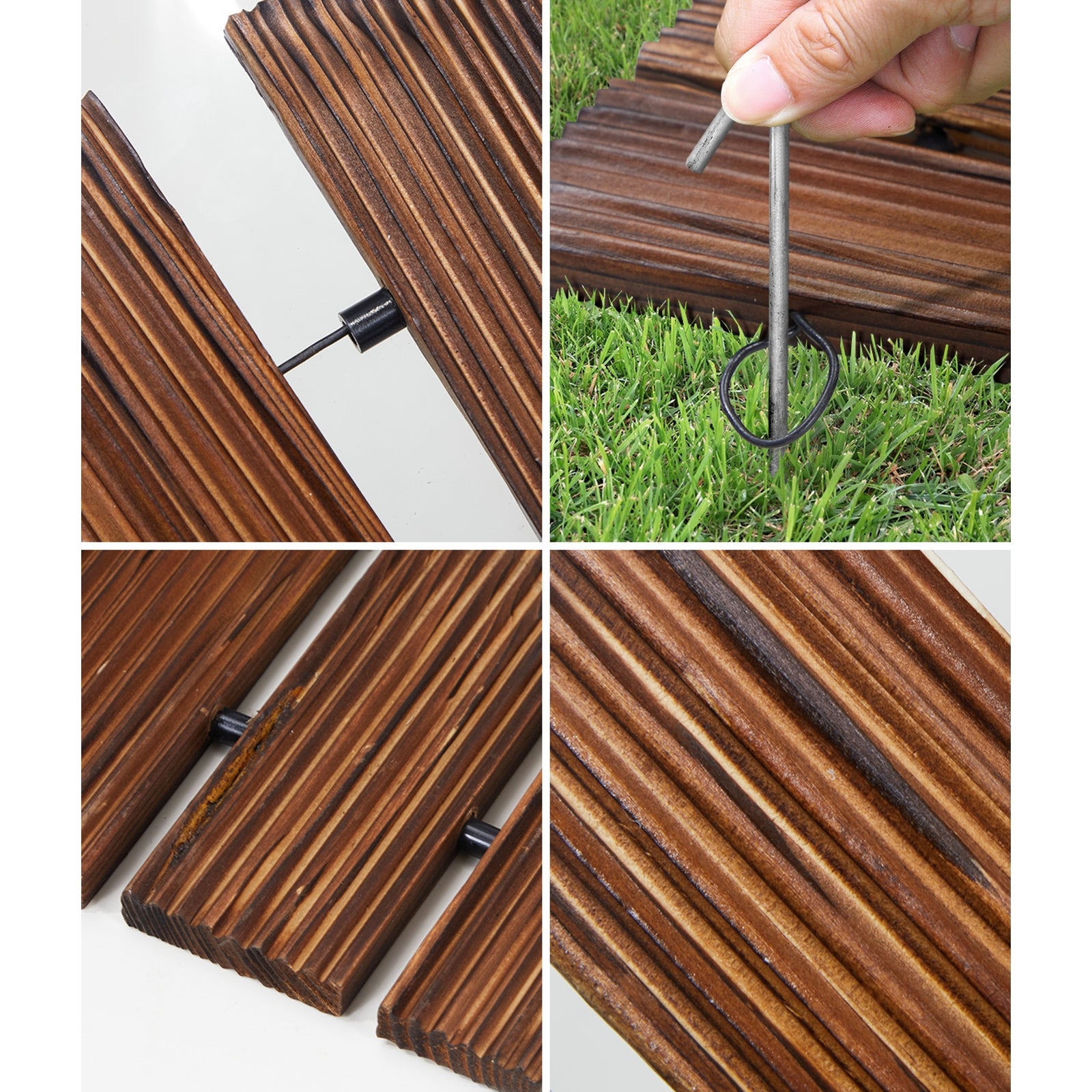 Livsip Garden Wooden Pathway 8ft Roll-Out Curved Wood Walkway Backyard Outdoor - Sunyee