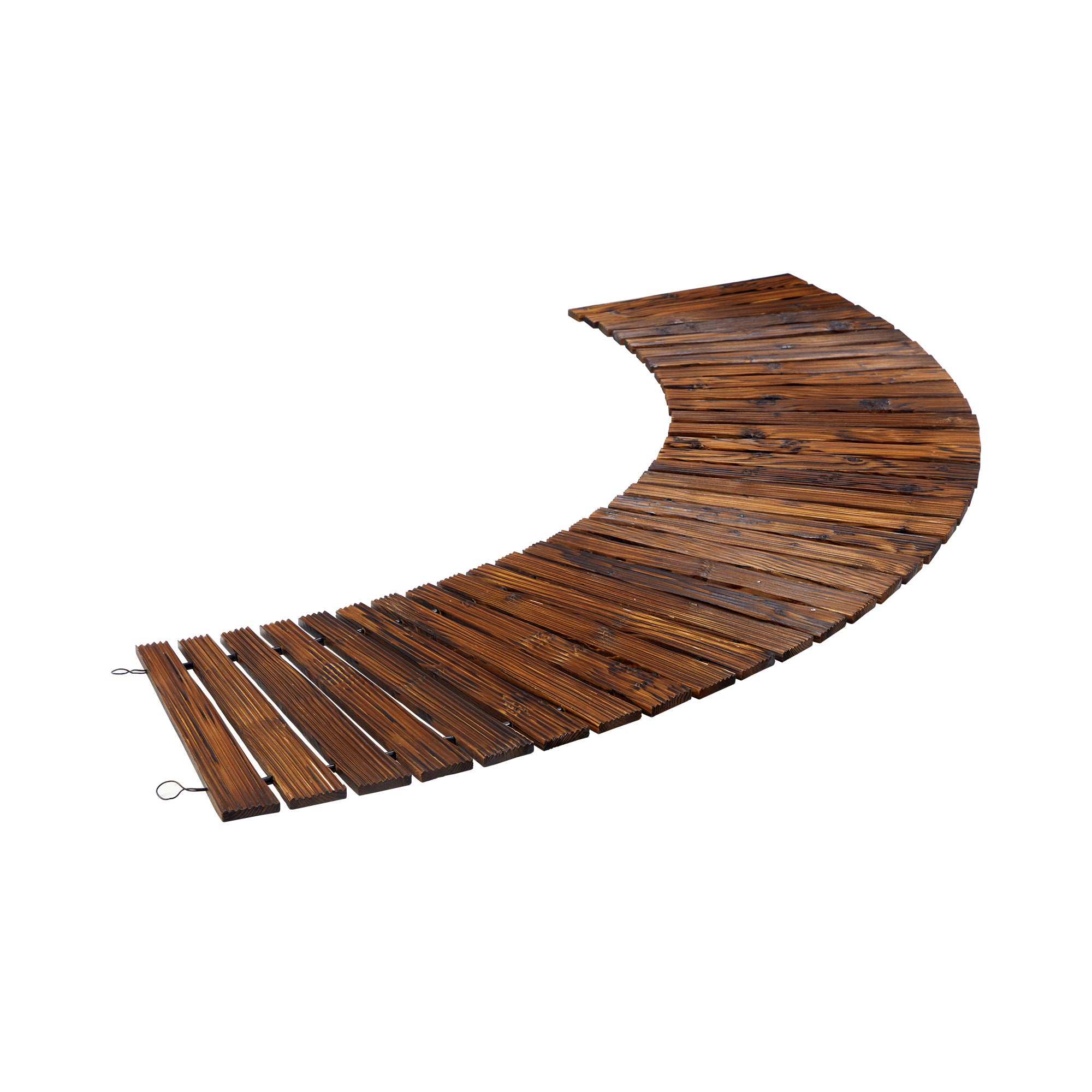 Livsip Garden Wooden Pathway 8ft Roll-Out Curved Wood Walkway Backyard Outdoor - Sunyee