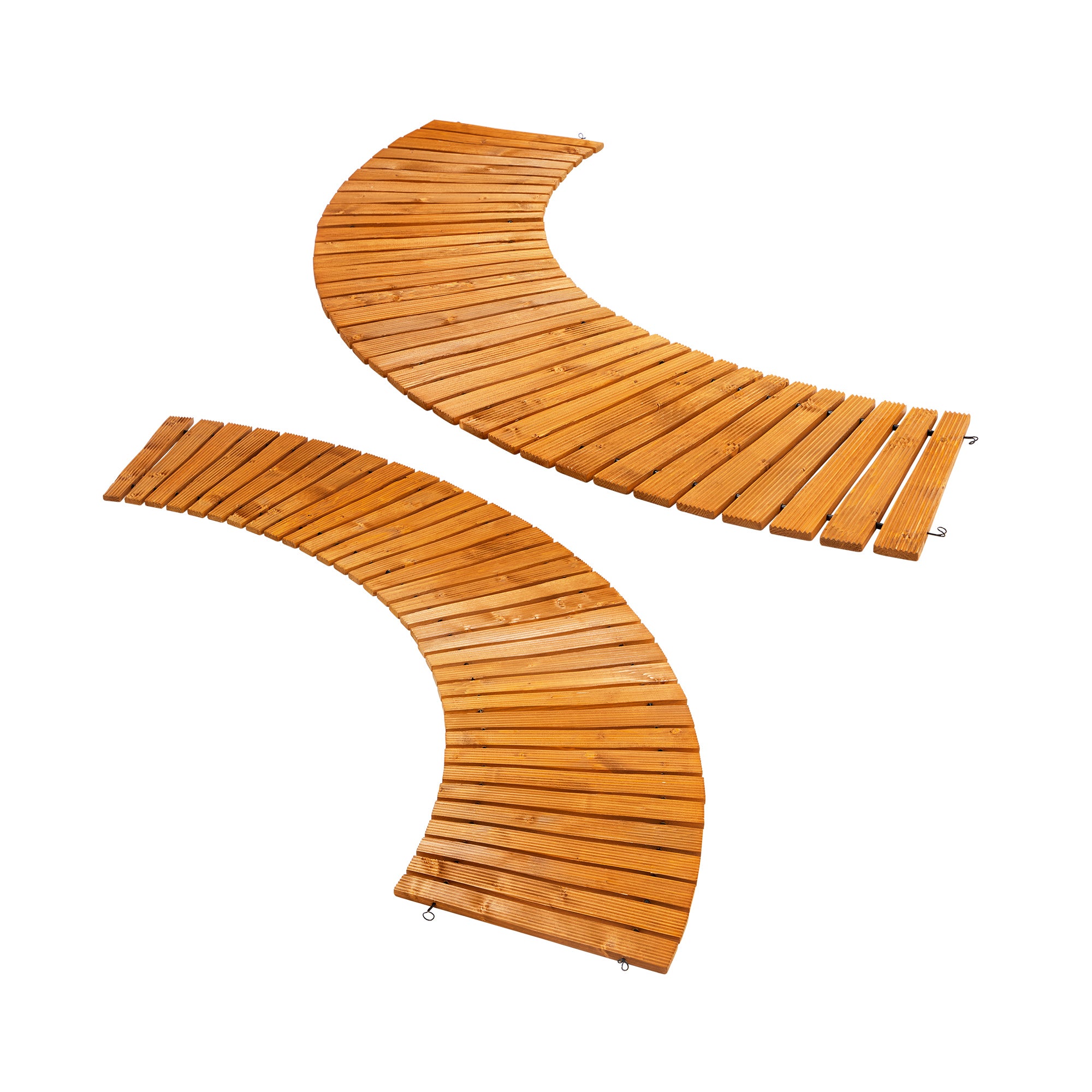 Livsip 2PC Garden Wooden Pathway 8ft Curved Wood Roll-Out Walkway Backyard - Sunyee