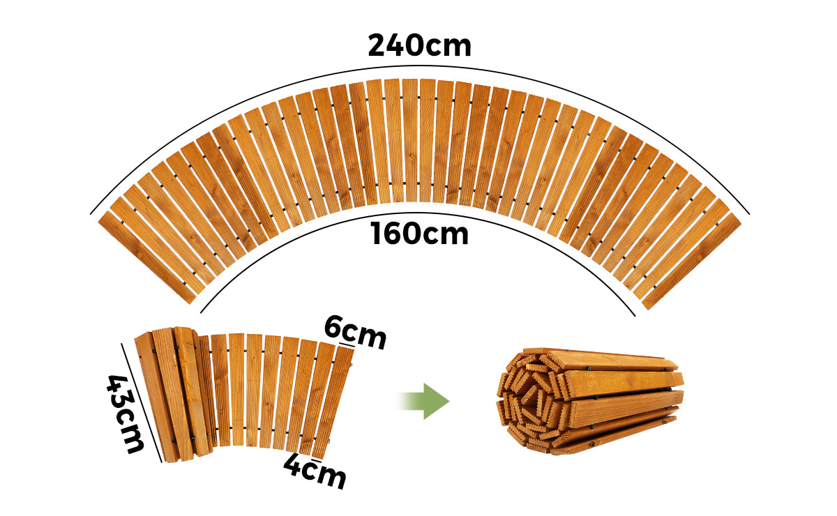 Livsip Garden Wooden Pathway 8ft Curved Roll-Out Wood Walkway Outdoor Backyard - Sunyee