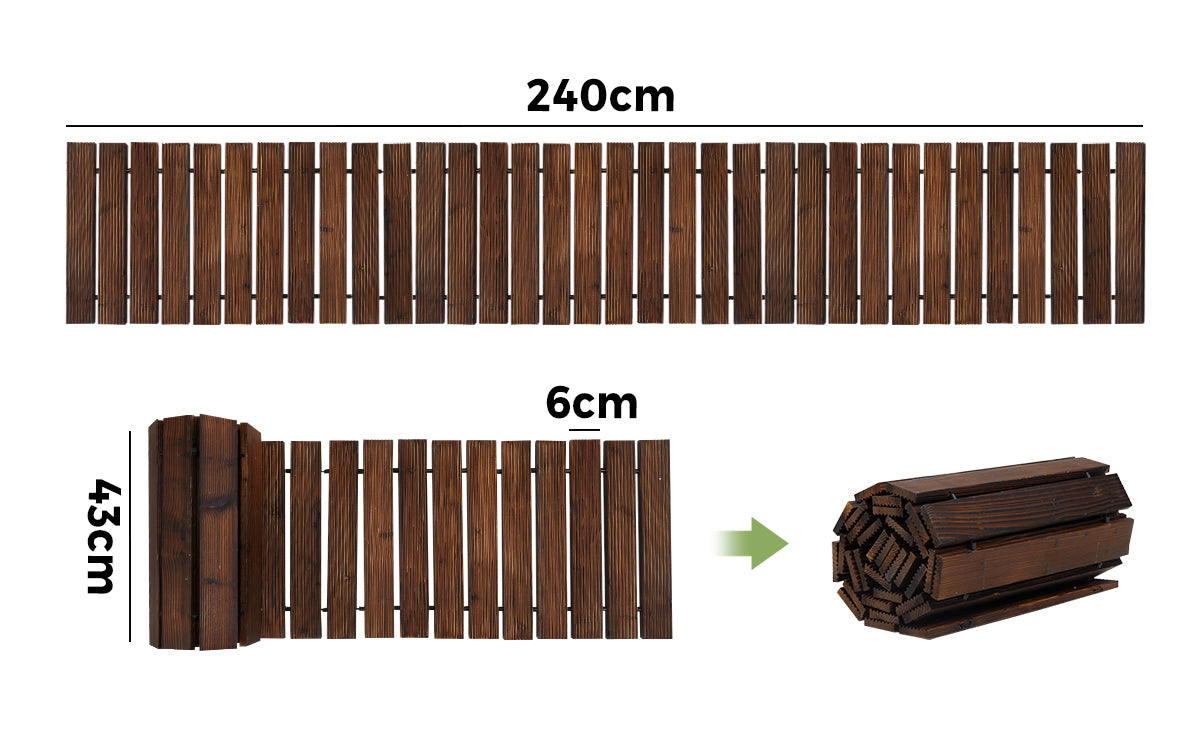 Livsip 2PC Garden Wooden Pathway 8ft Roll-Out Straight Wood Walkway Backyard - Sunyee
