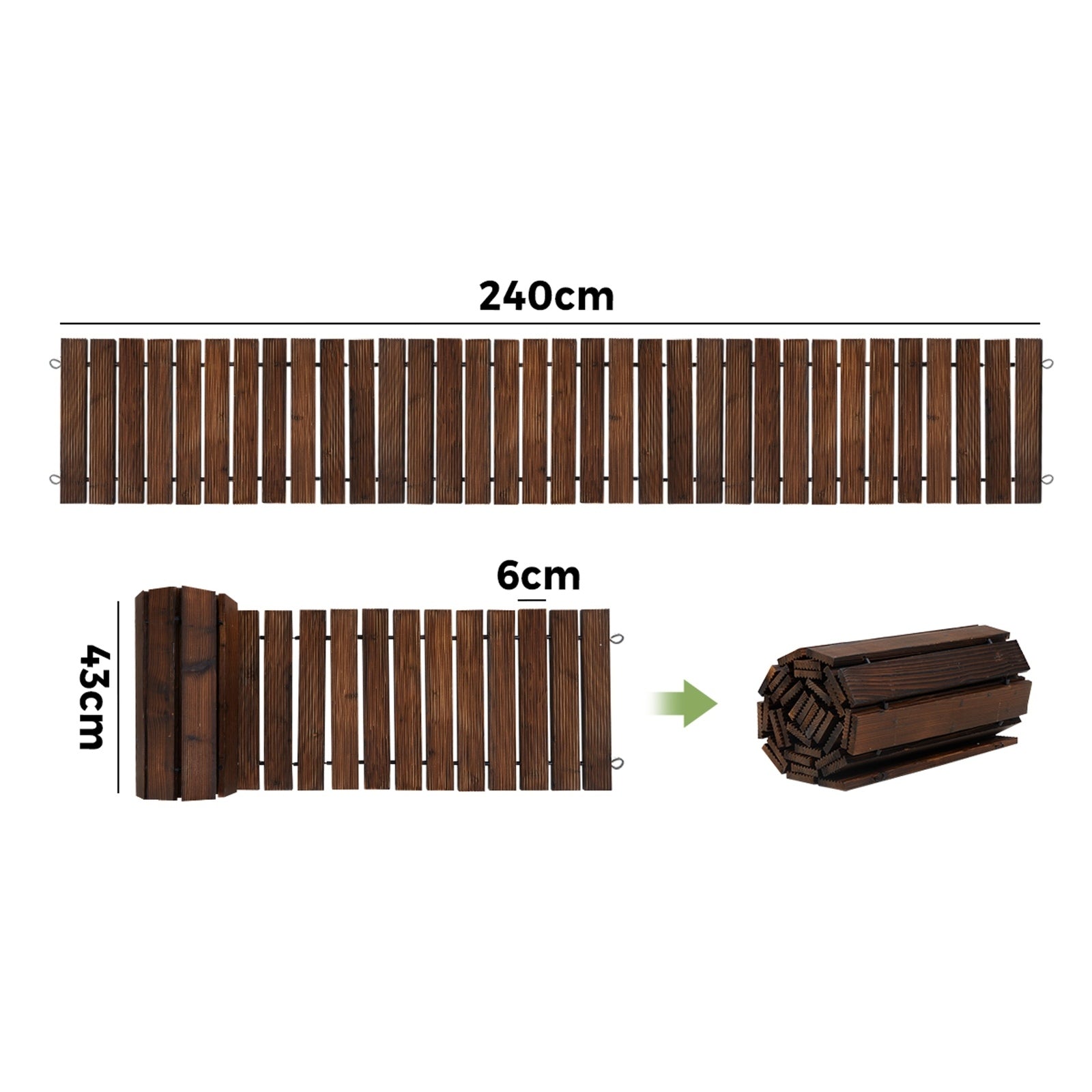 Livsip Garden Wooden Pathway 8ft Roll-Out Straight Wood Walkway Backyard Outdoor - Sunyee