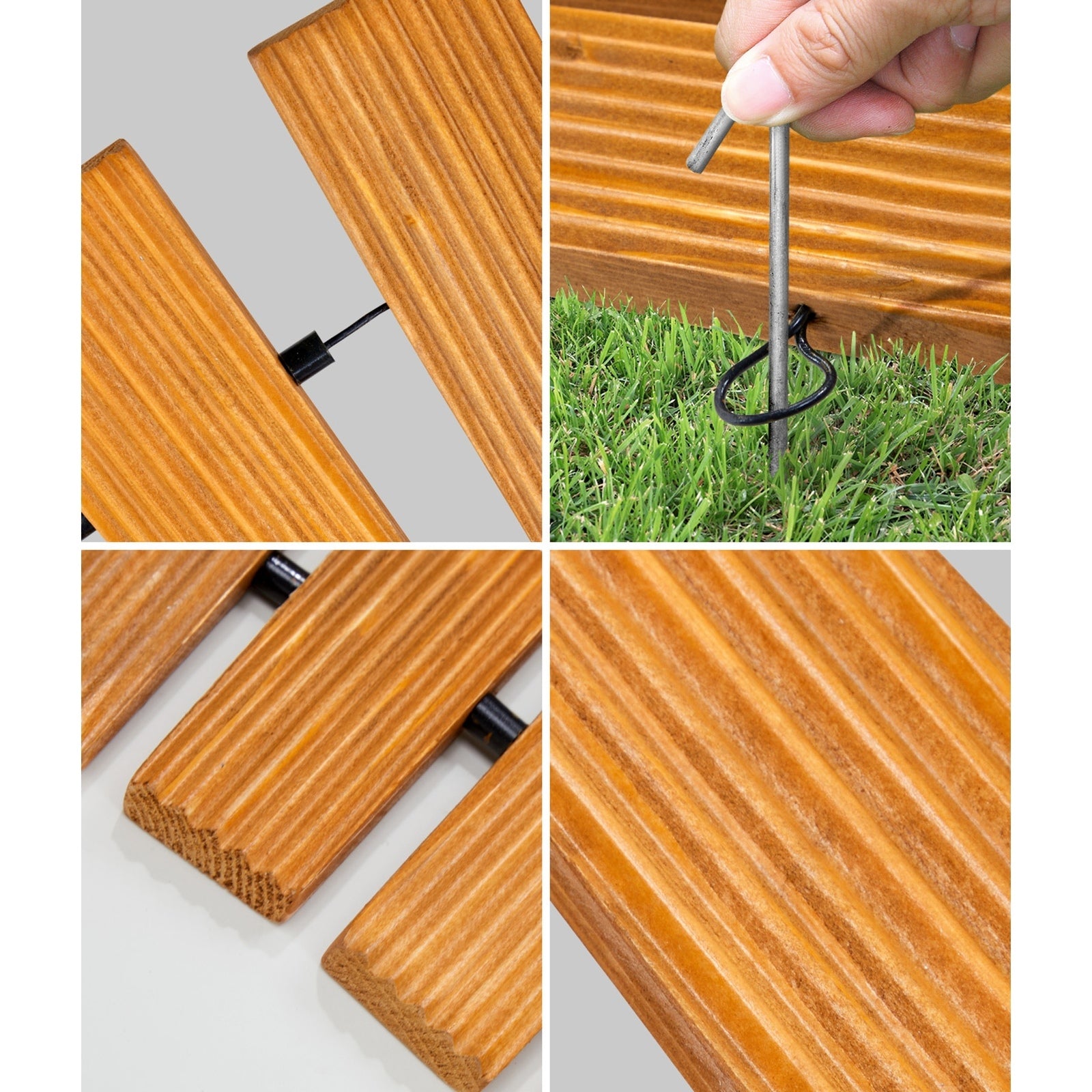 Livsip Garden Wooden Pathway 8ft Straight Roll-Out Wood Walkway Outdoor Backyard - Sunyee