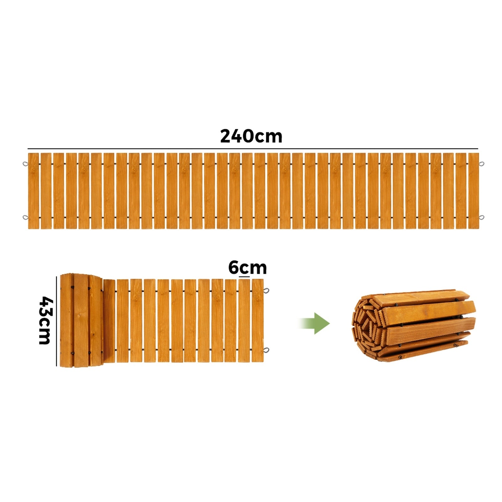 Livsip Garden Wooden Pathway 8ft Straight Roll-Out Wood Walkway Outdoor Backyard - Sunyee