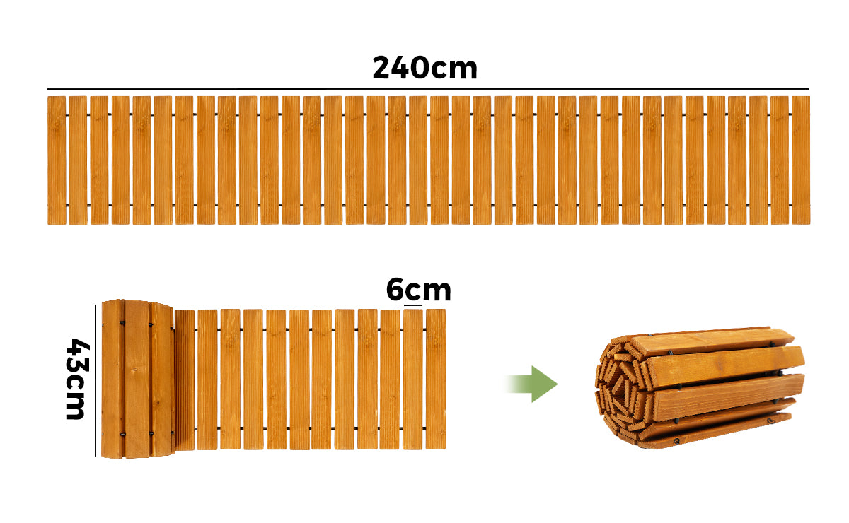 Livsip Garden Wooden Pathway 8ft Straight Roll-Out Wood Walkway Outdoor Backyard - Sunyee