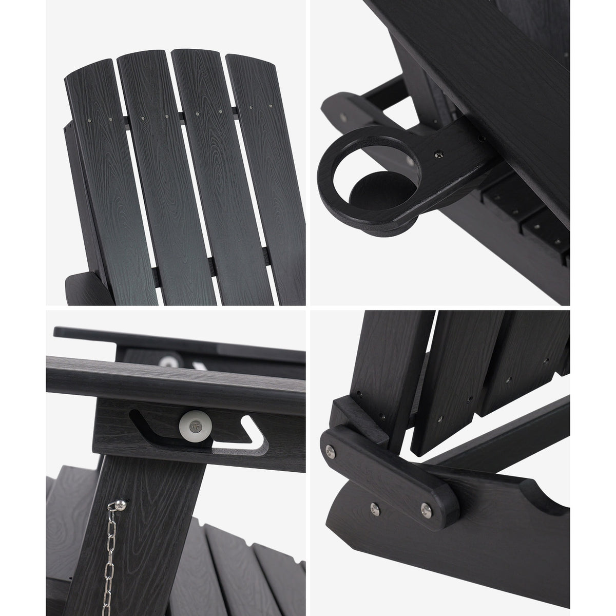 Livsip HDPE Adirondack Chair Outdoor Furniture Folding Lounge Beach Chair Black
