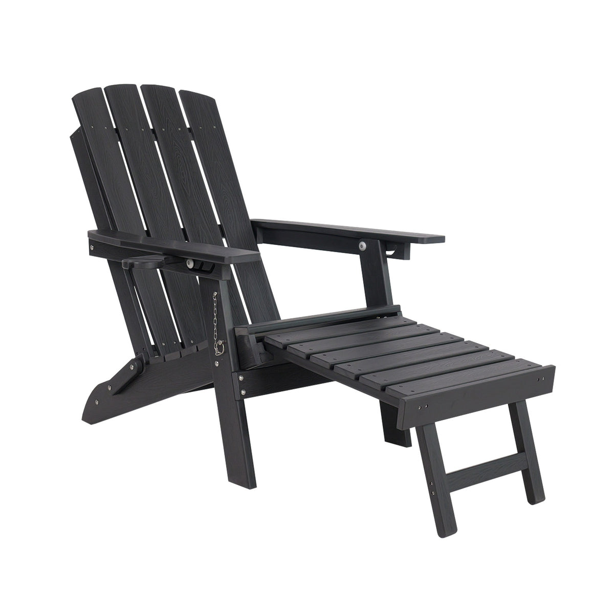 Livsip Outdoor Sun Lounge Beach Chair HDPE Adirondack Chair with Footrest Black